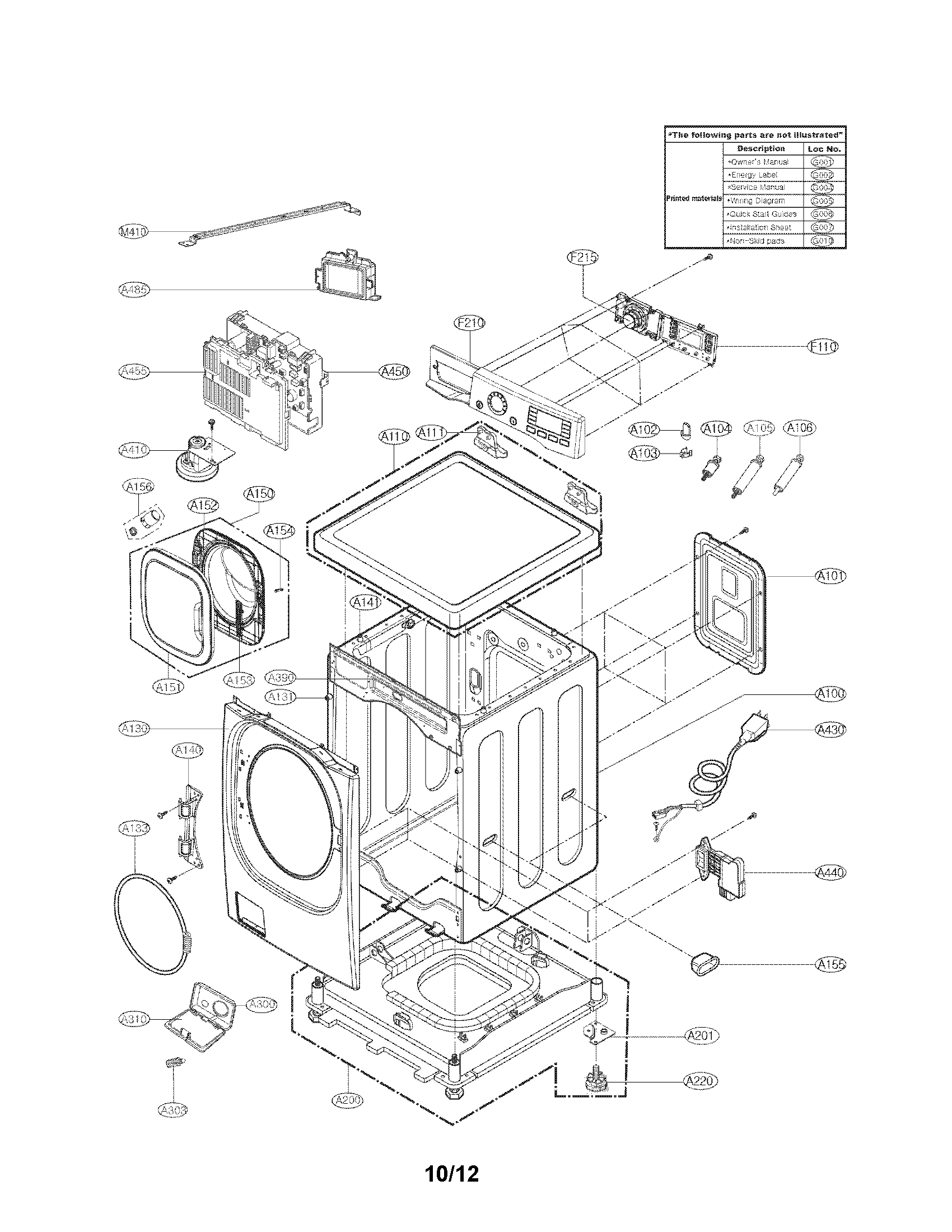 Cabinet and control panel assembly parts