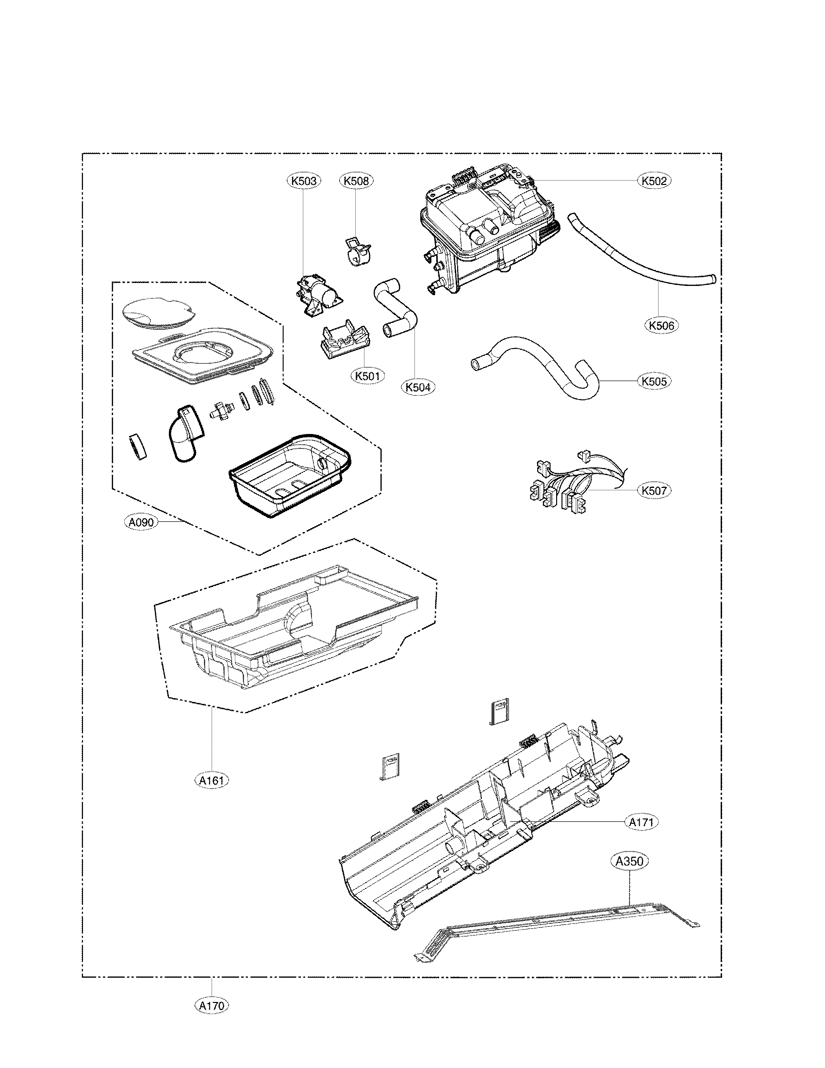 Panel drawer and guide assembly parts