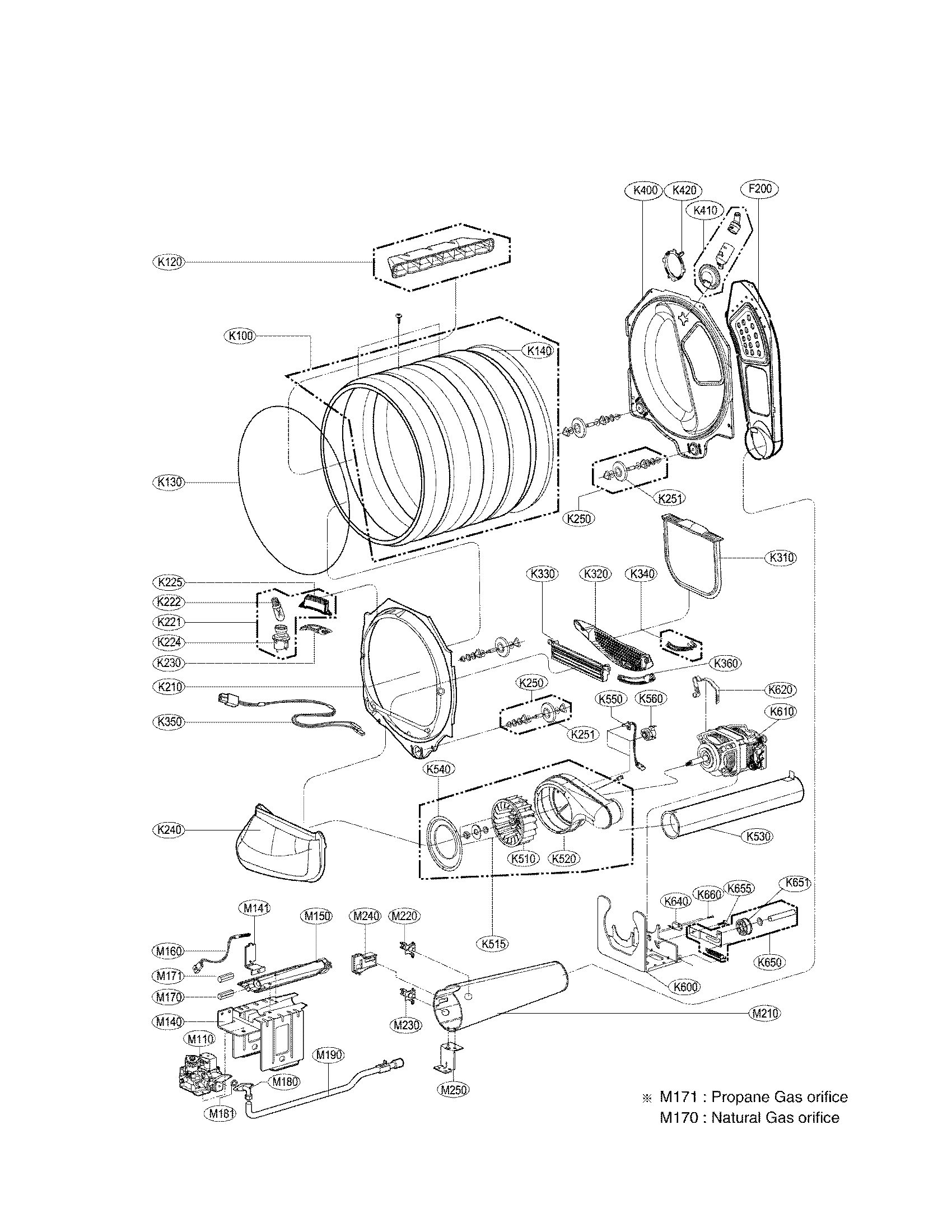 Drum and motor assembly parts