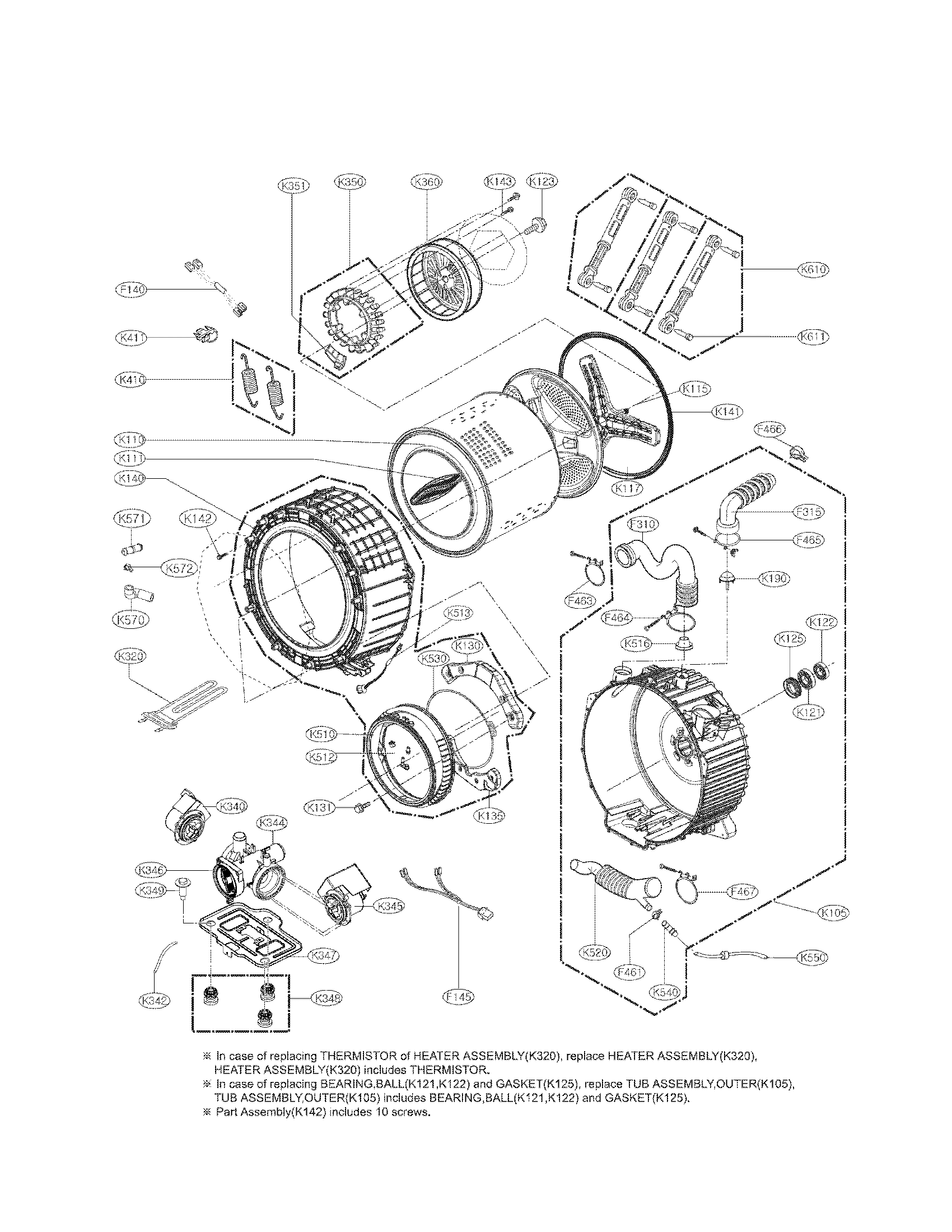 Drum and tub assembly parts