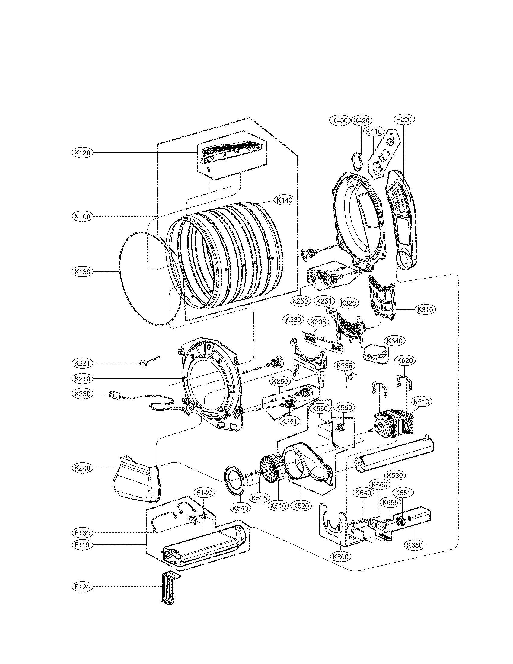 Drum and motor assembly parts