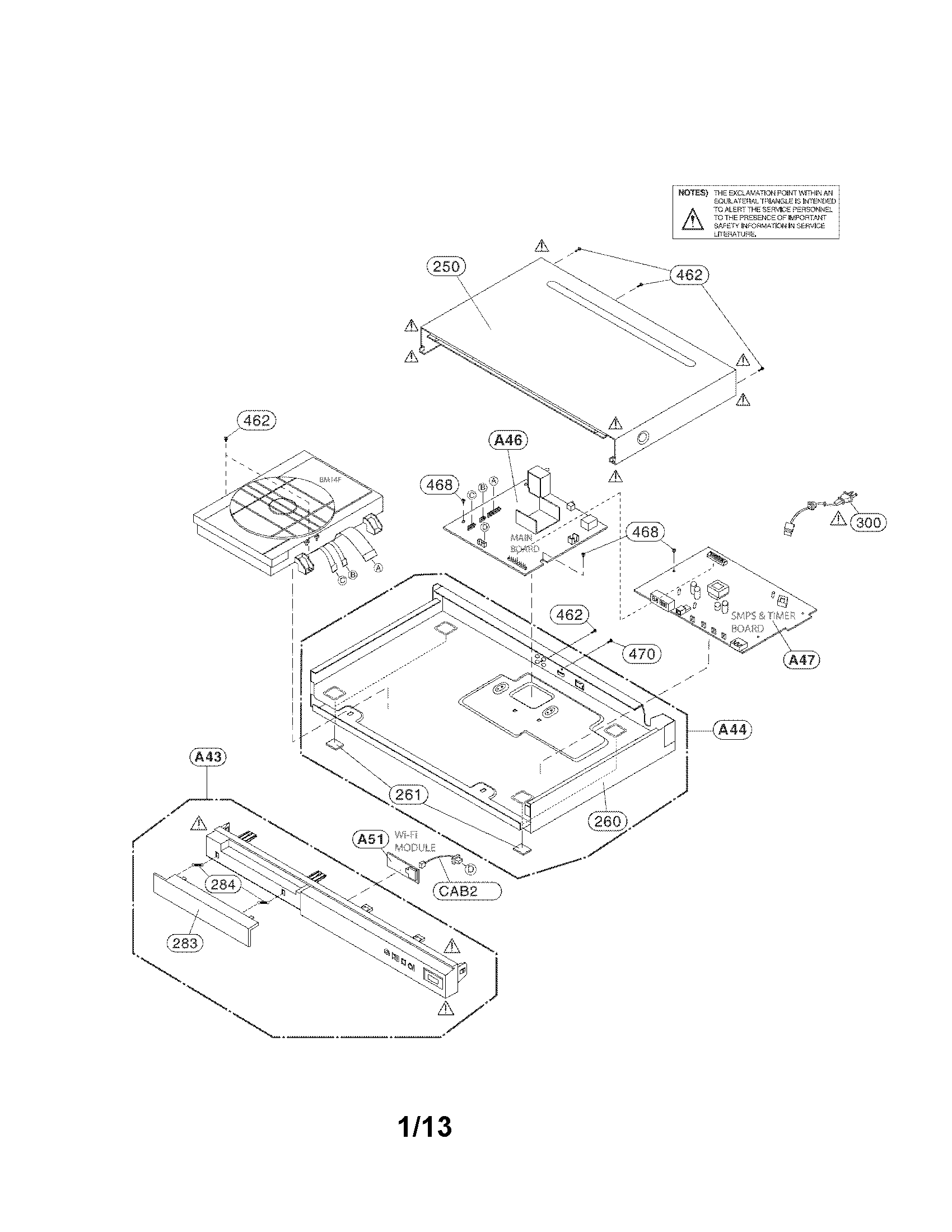 Cabinet and main frame parts