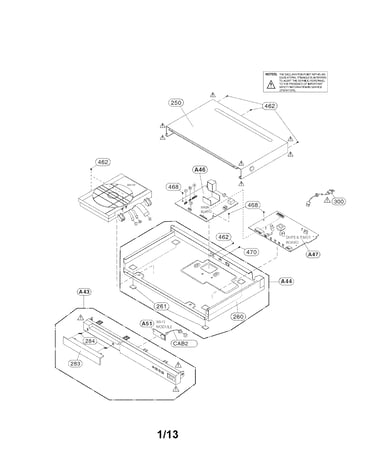 Cabinet and main frame parts