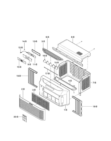 Cabinet and front grill assembly parts