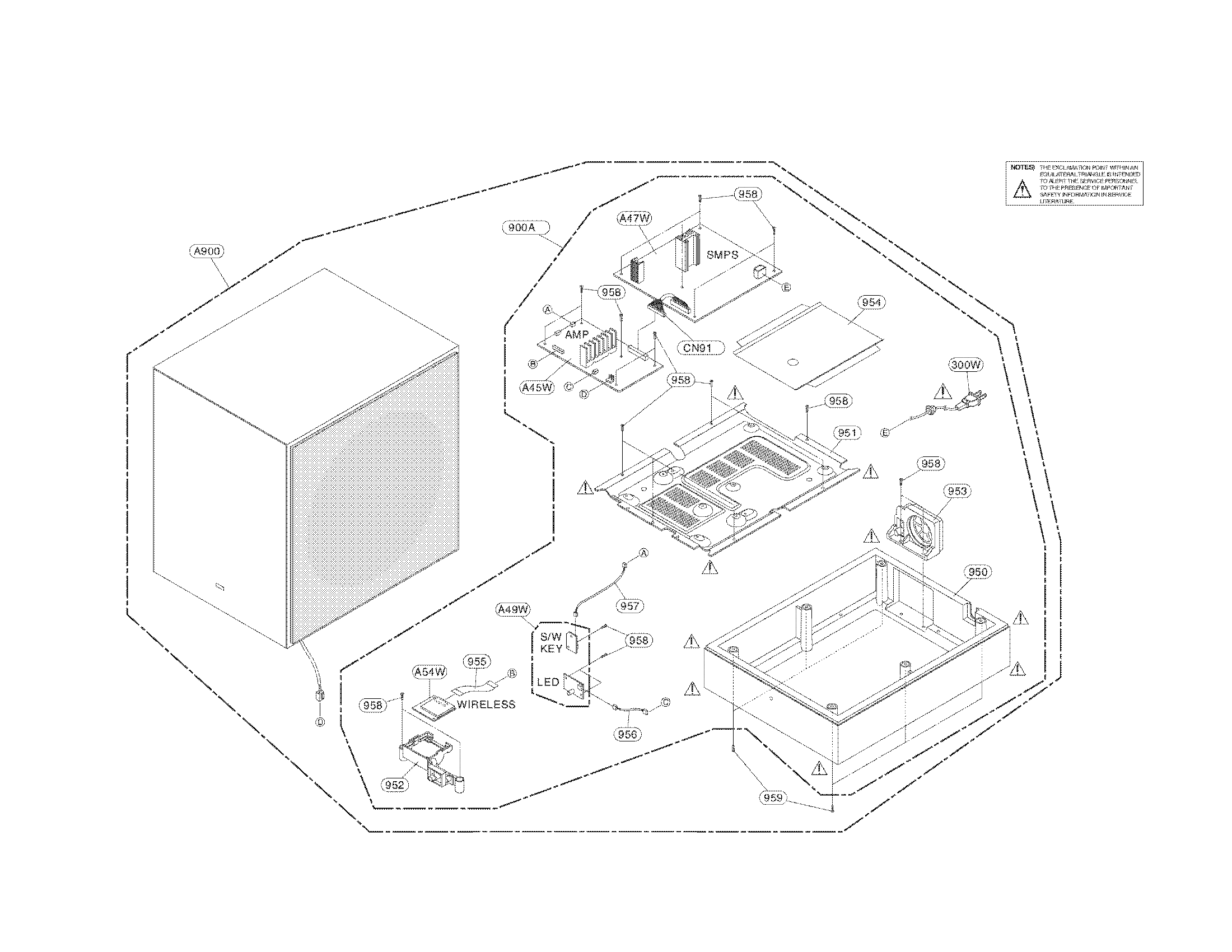 Wireless subwoofer parts