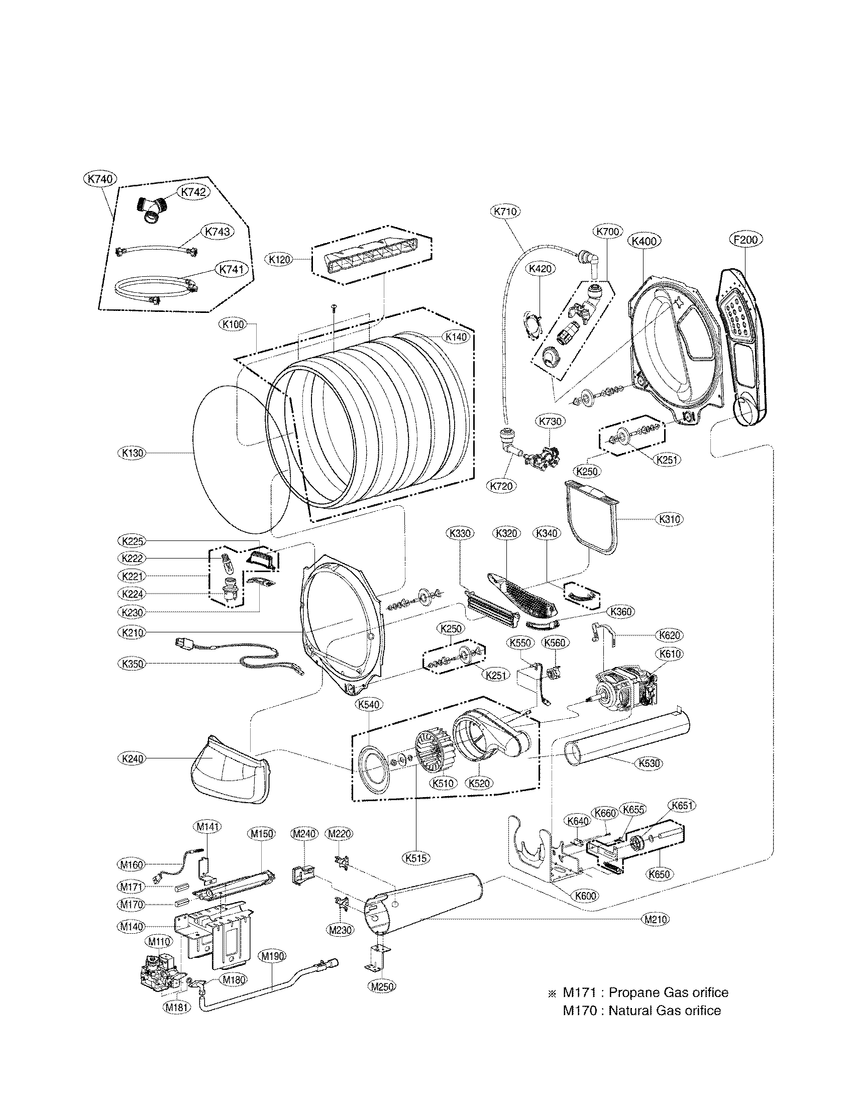 Drum and motor assembly parts