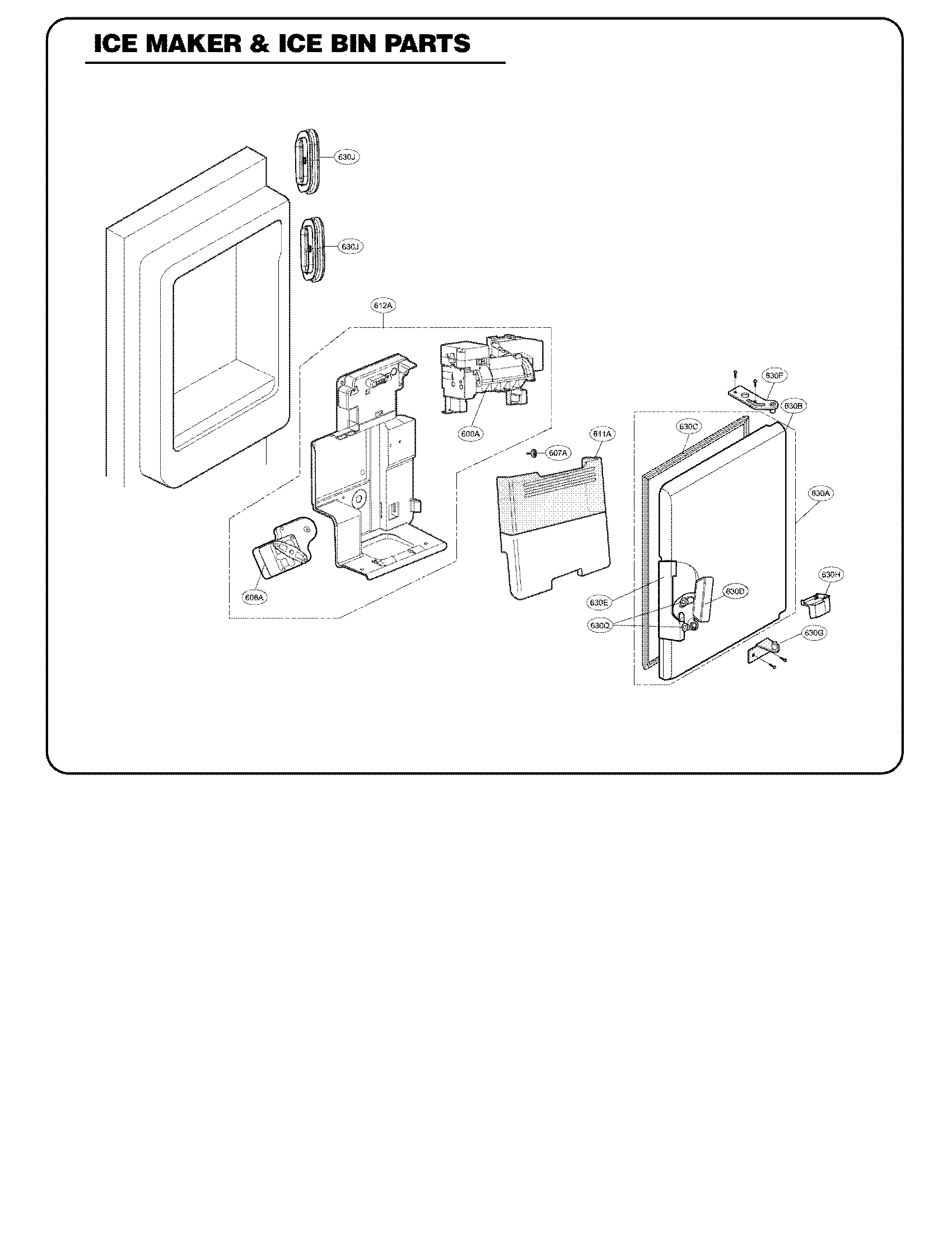 Ice maker and ice bin parts