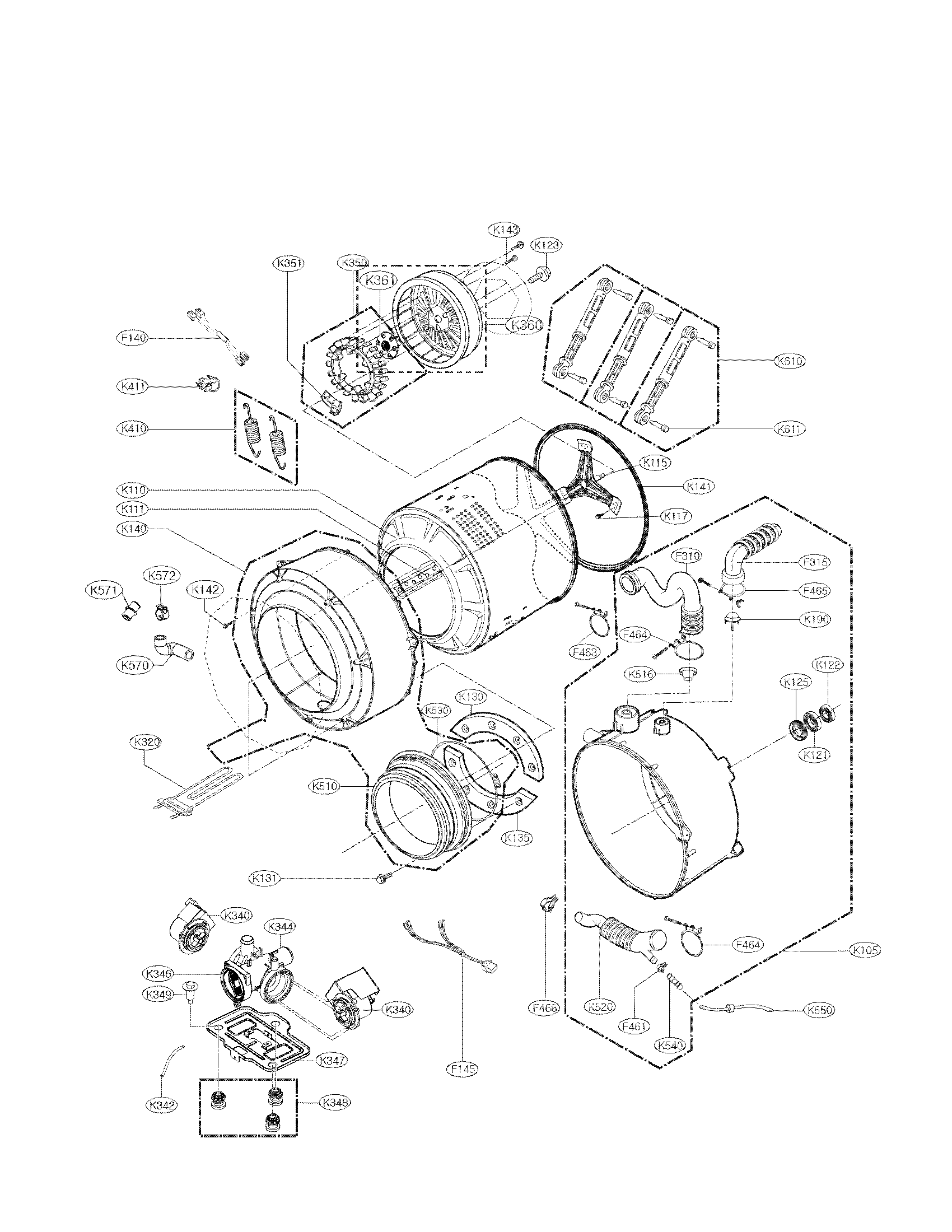 Drum and tub assembly parts
