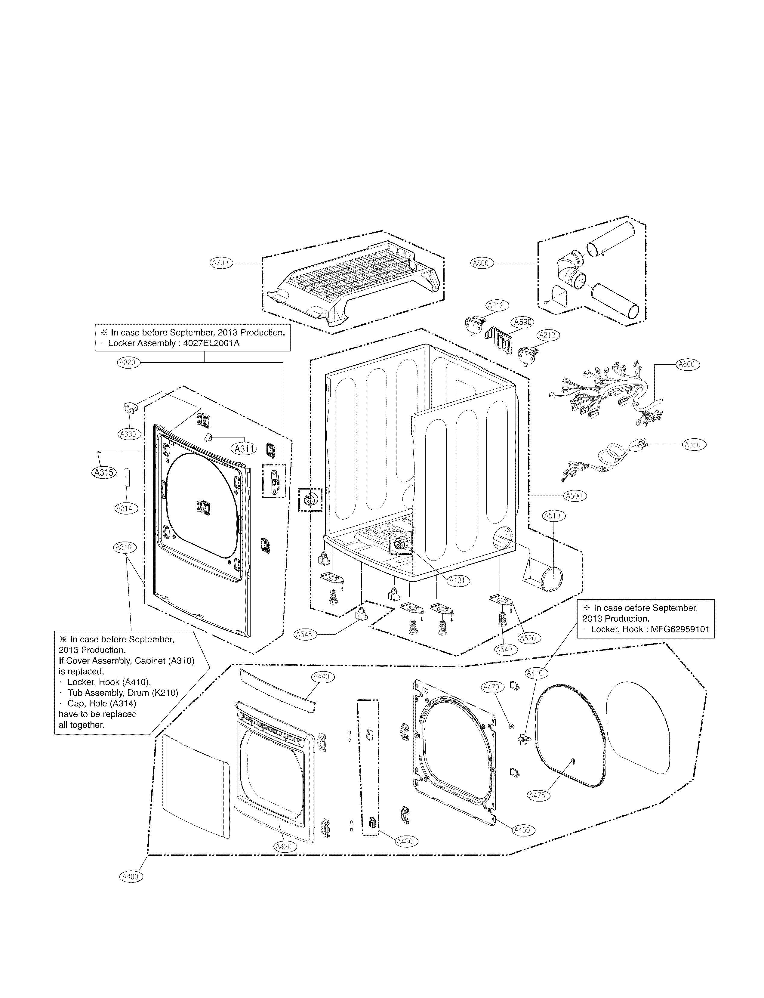 Cabinet and door parts