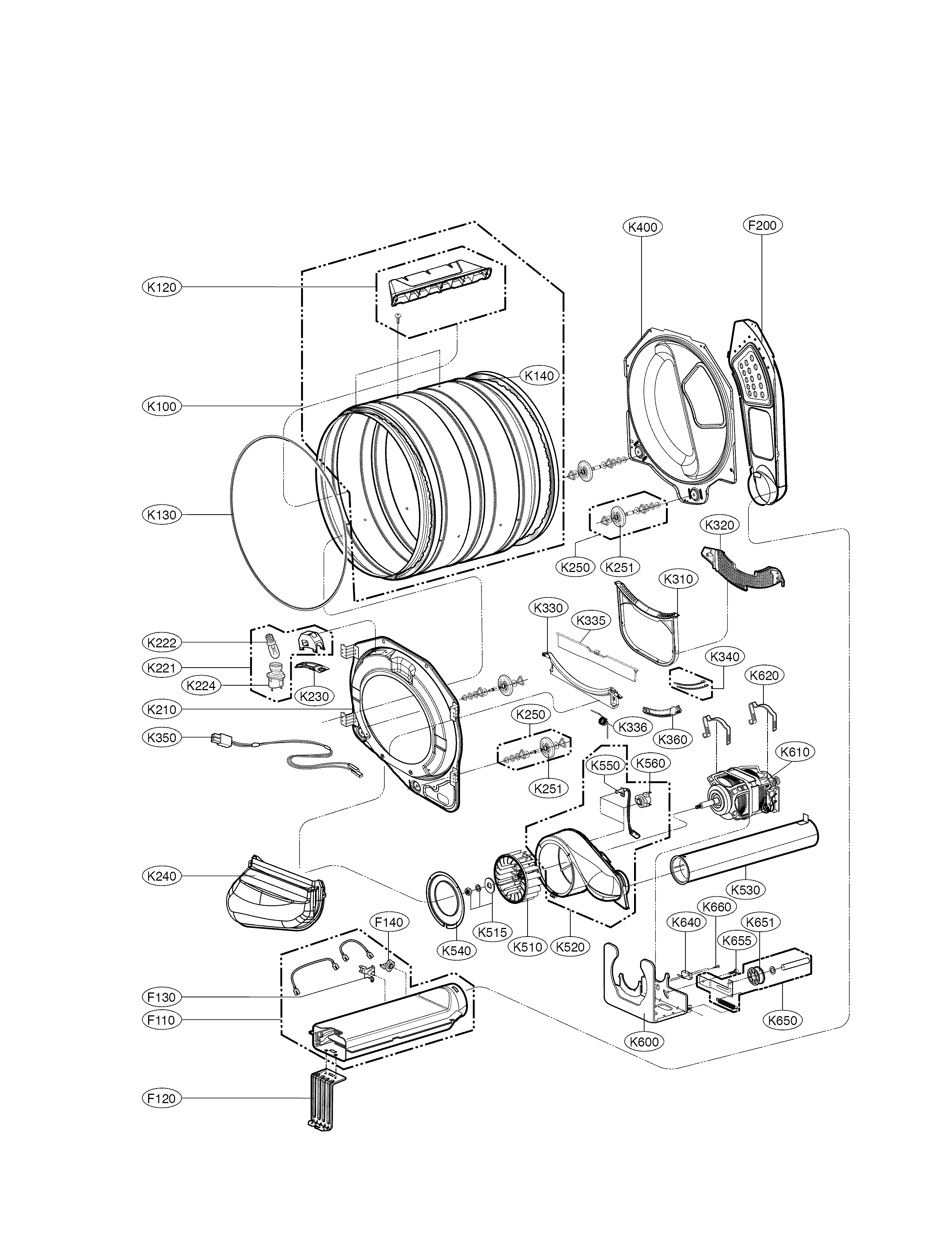 Drum and motor assembly parts