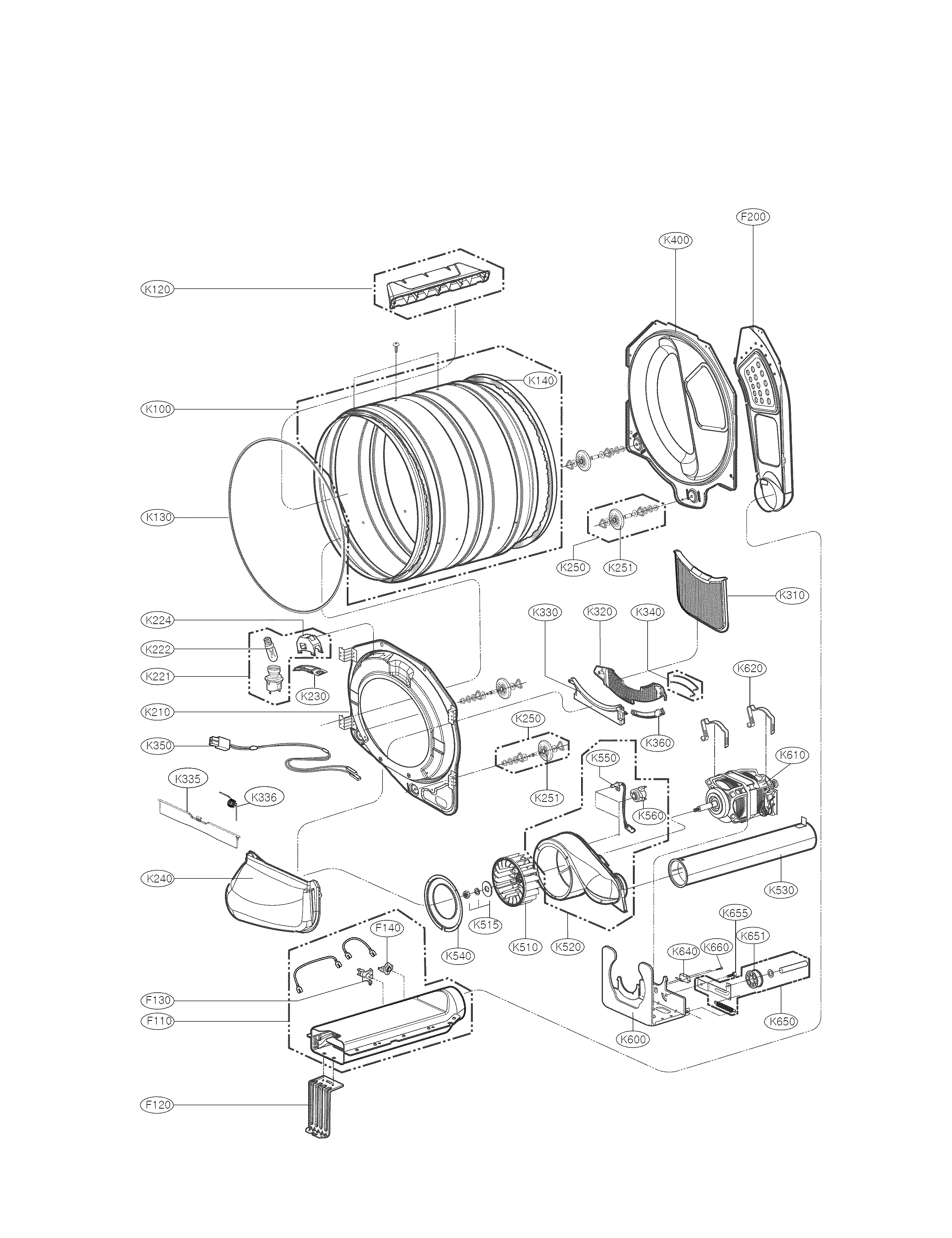 Drum and motor assembly parts