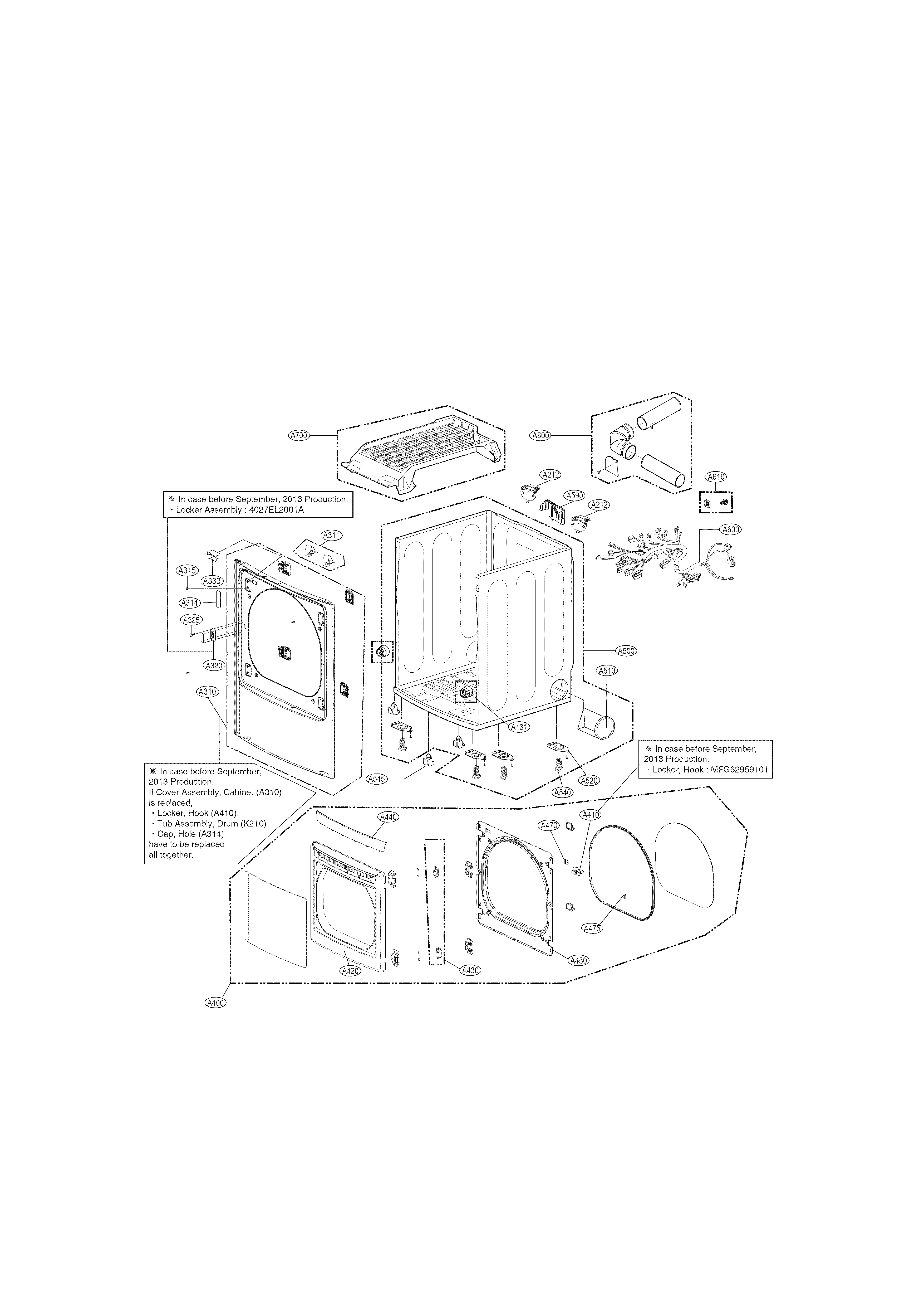 Cabinet and door parts