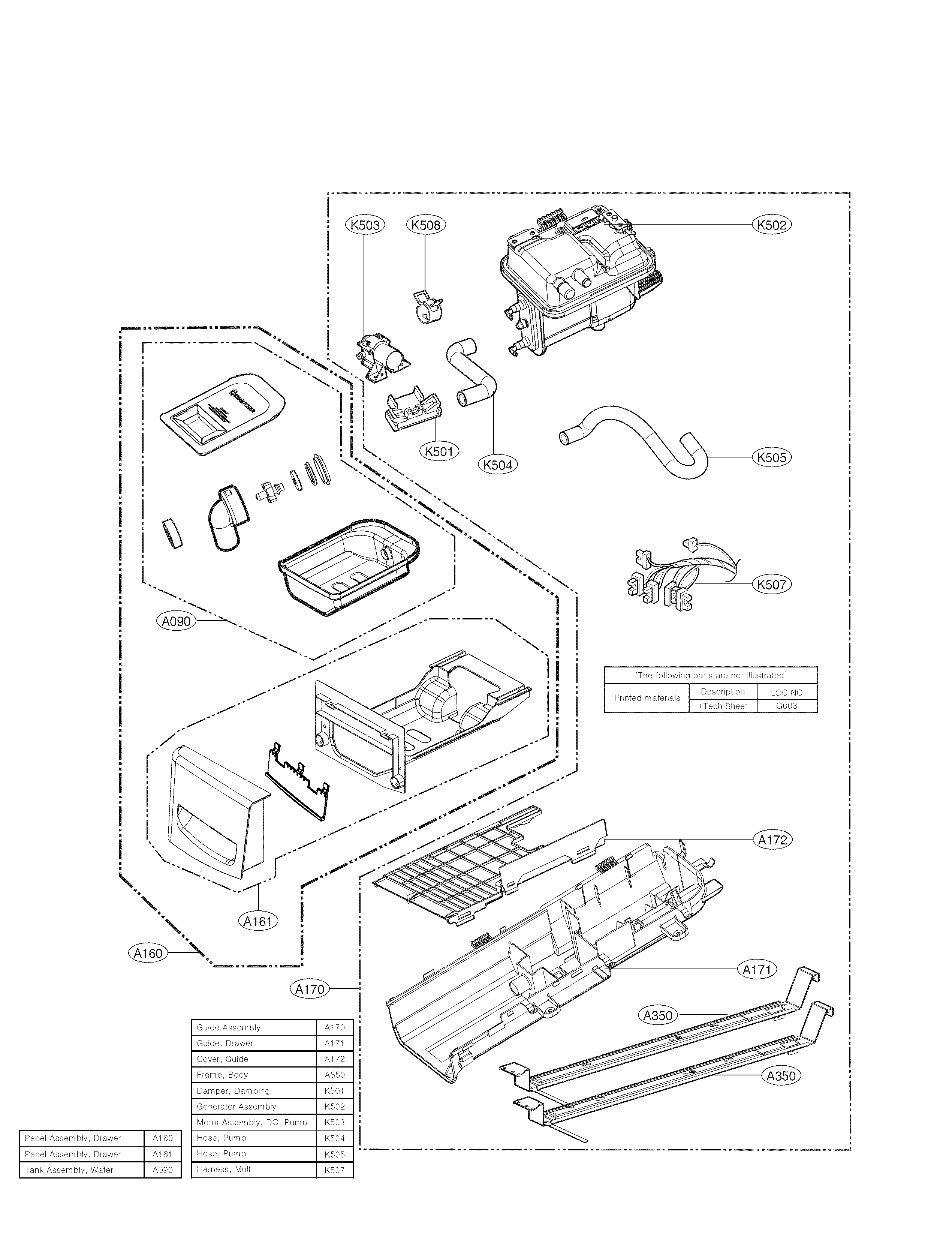 Panel drawer parts