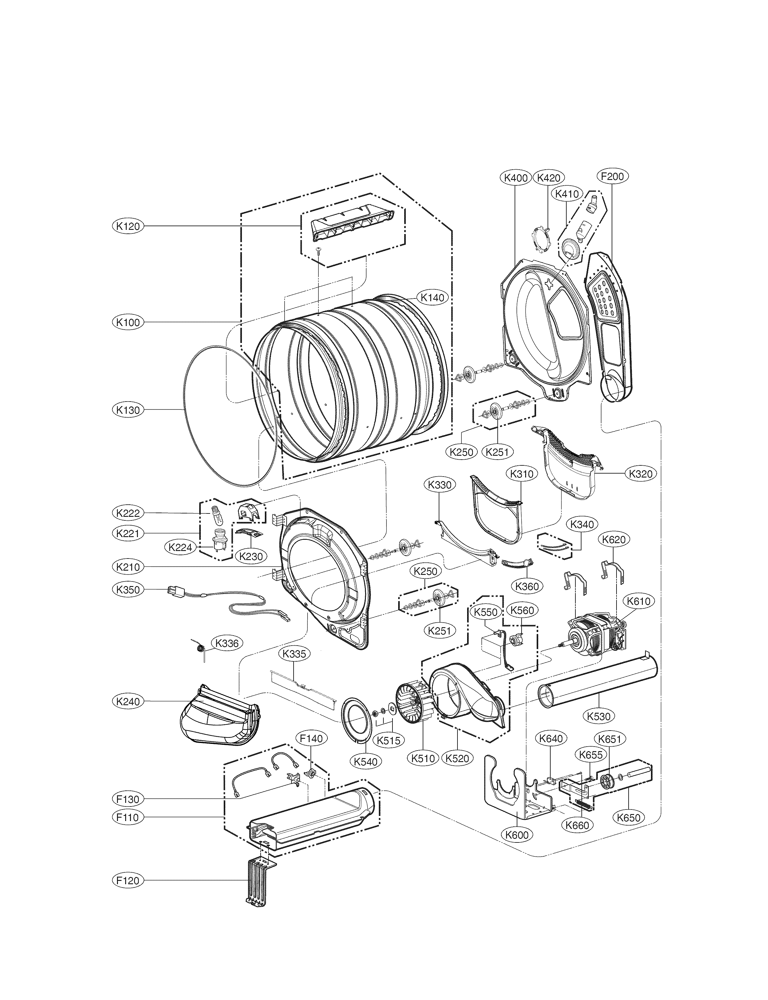 DRUM AND MOTOR ASSEMBLY PARTS