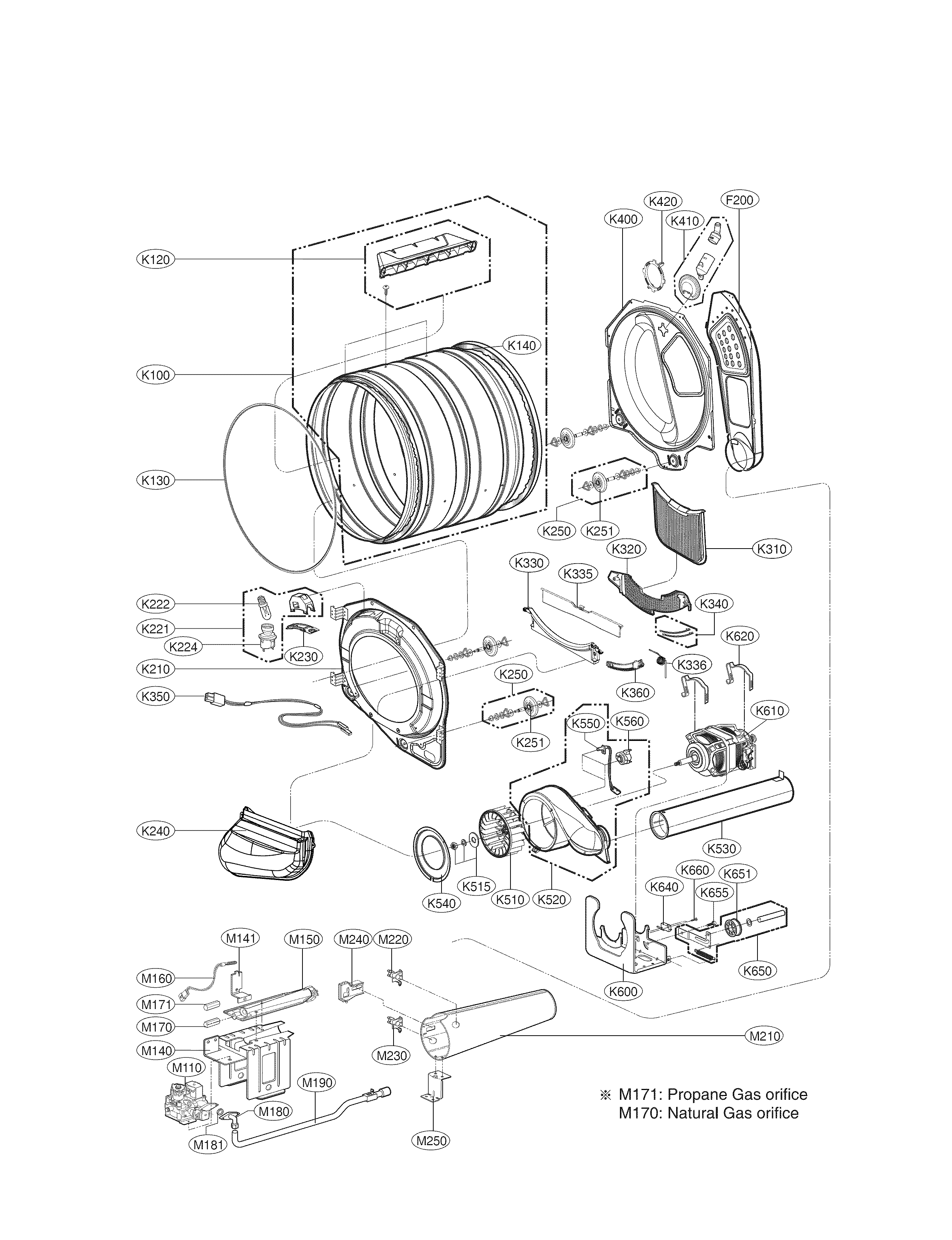 Drum and motor assembly parts