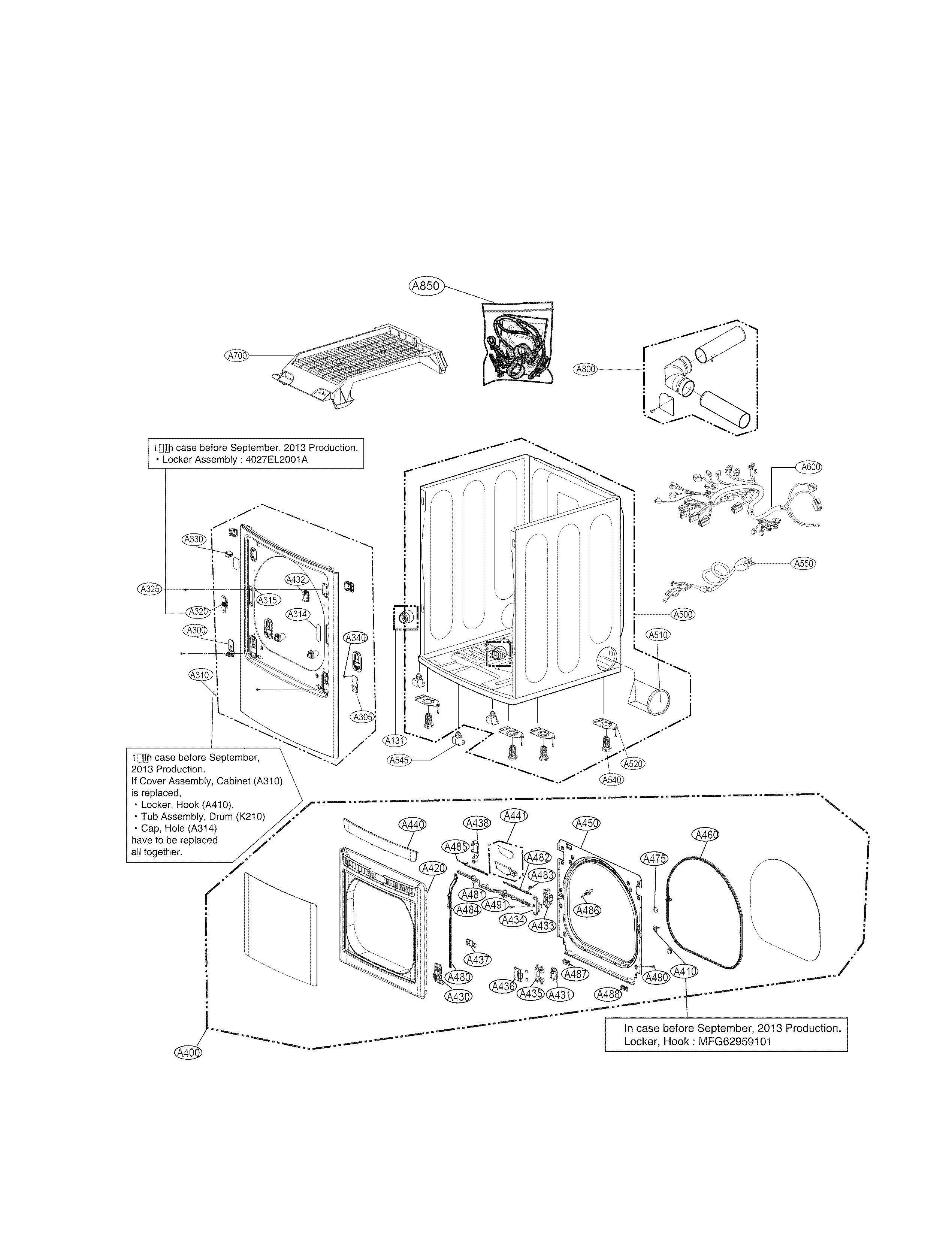 Cabinet and door parts