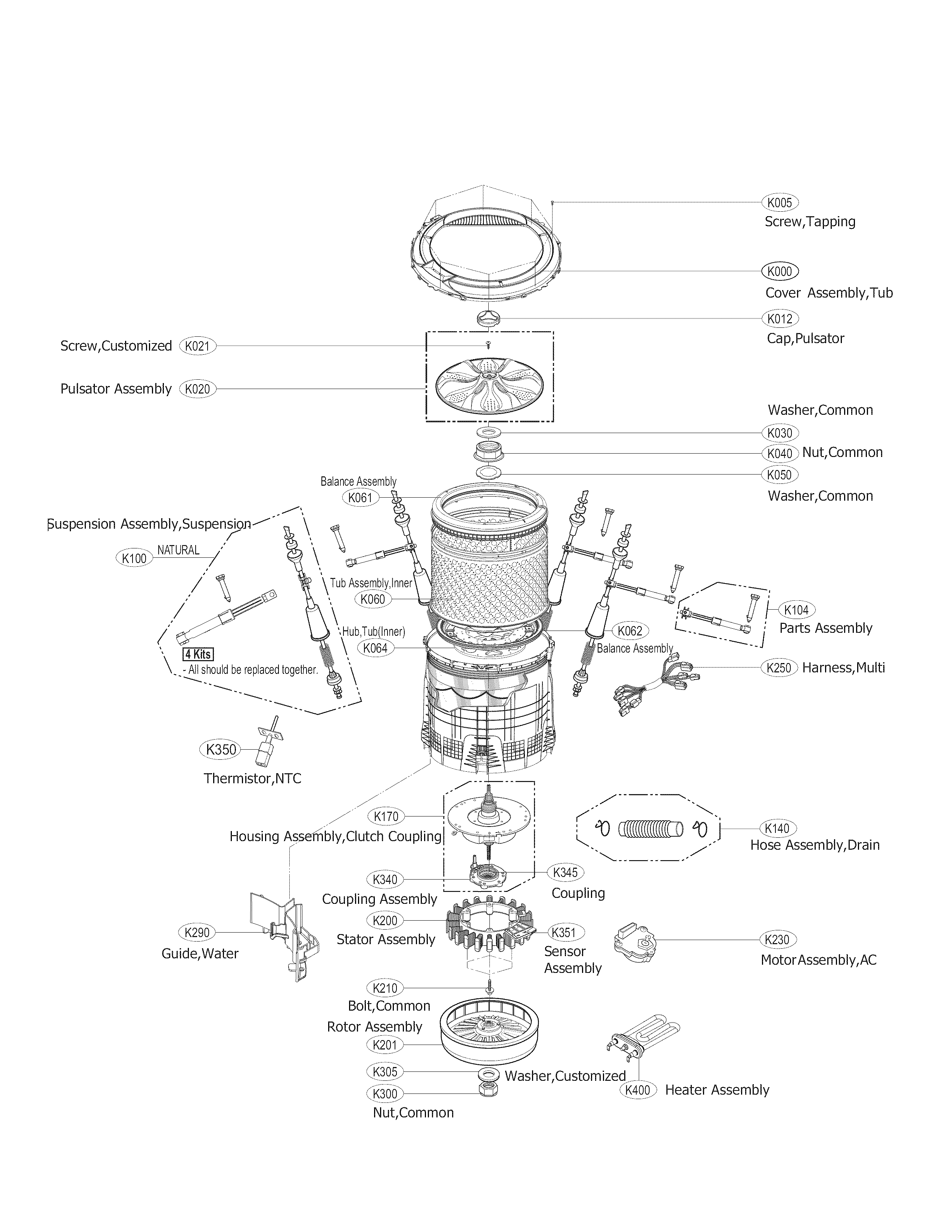 TUB ASSEMBLY PARTS