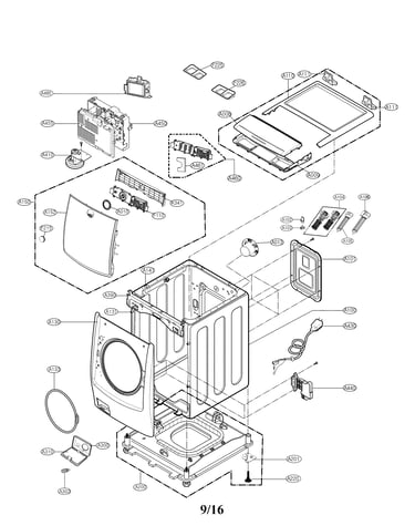 Cabinet and control parts