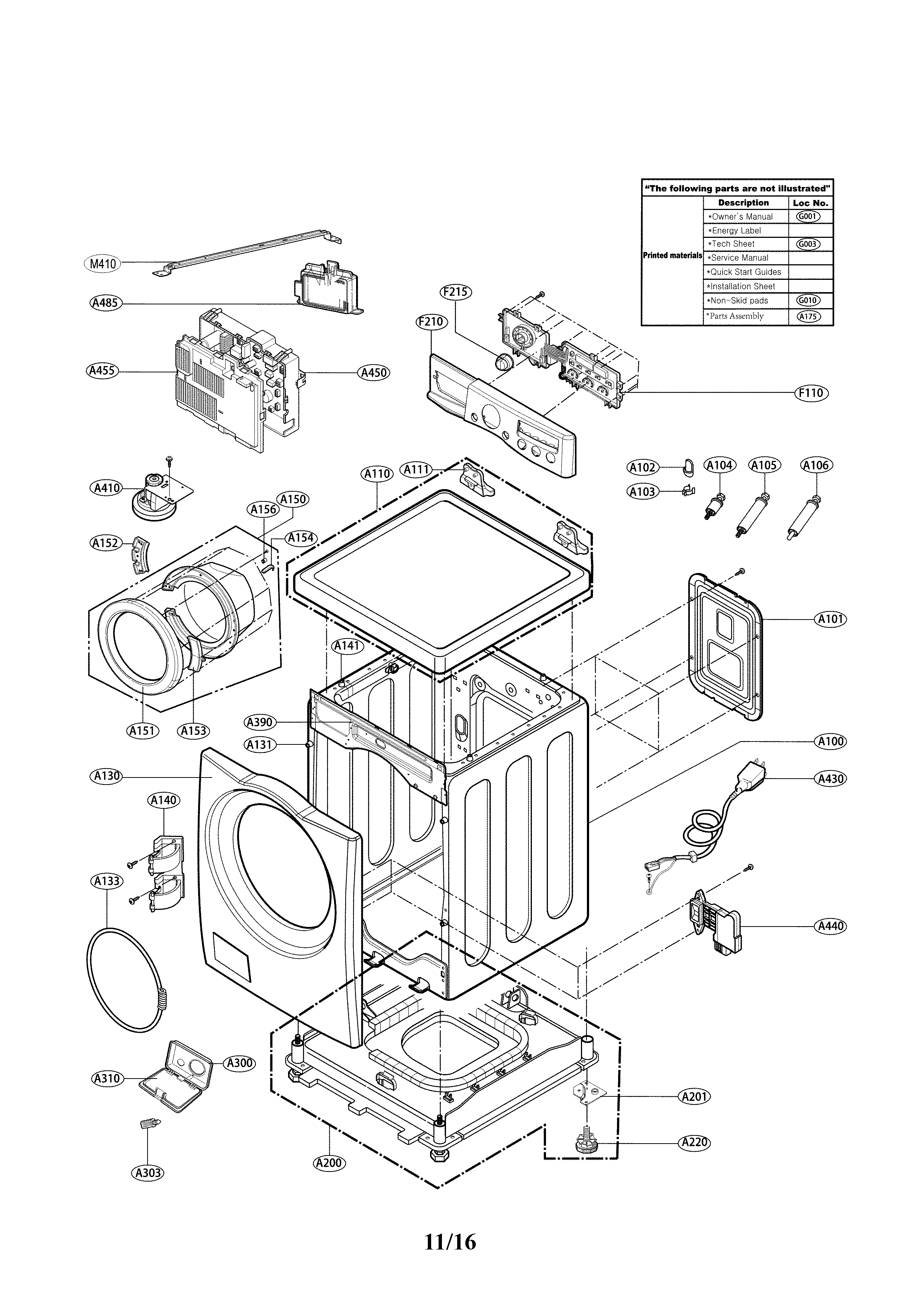 Cabinet and control parts
