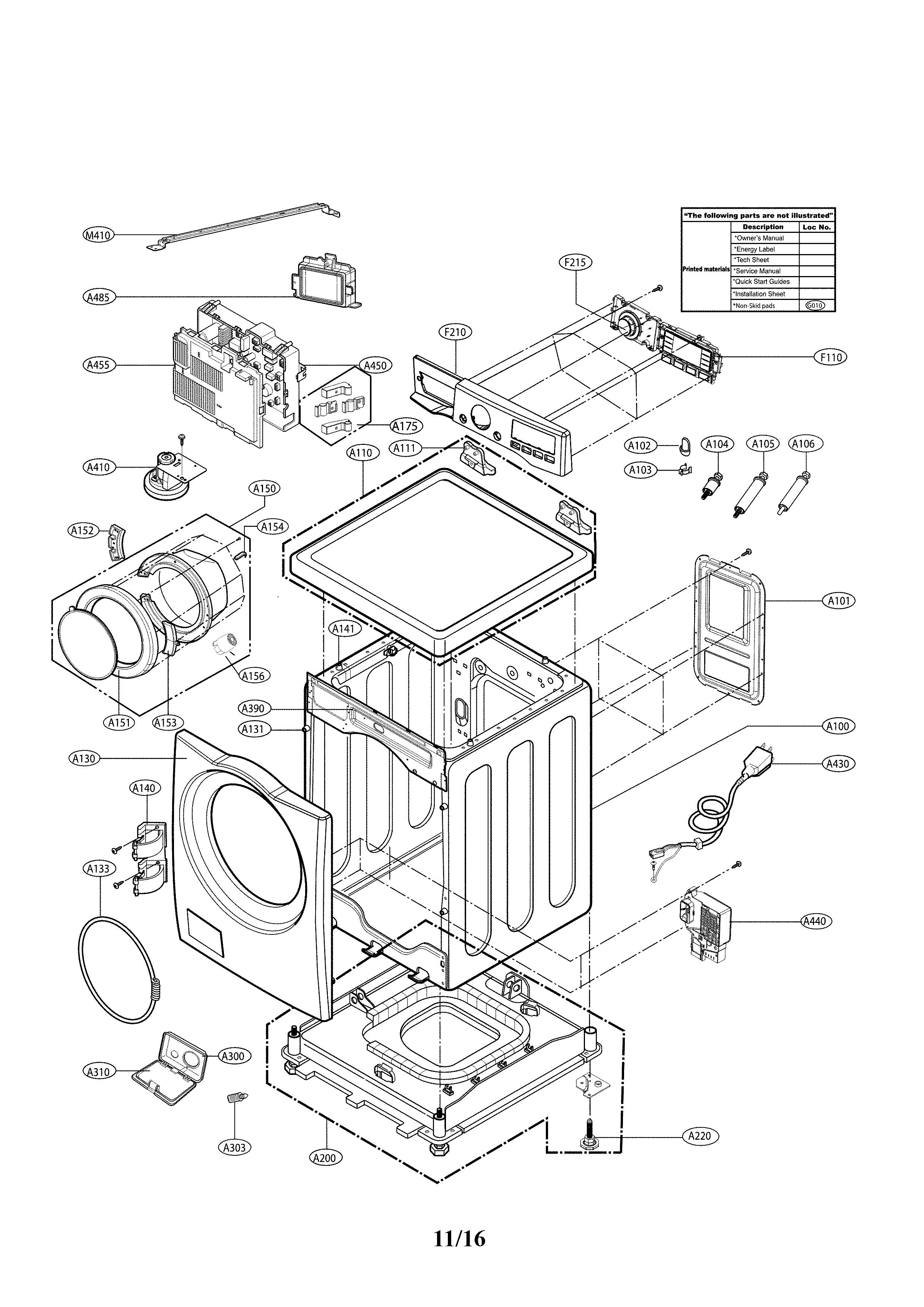 Cabinet and control parts