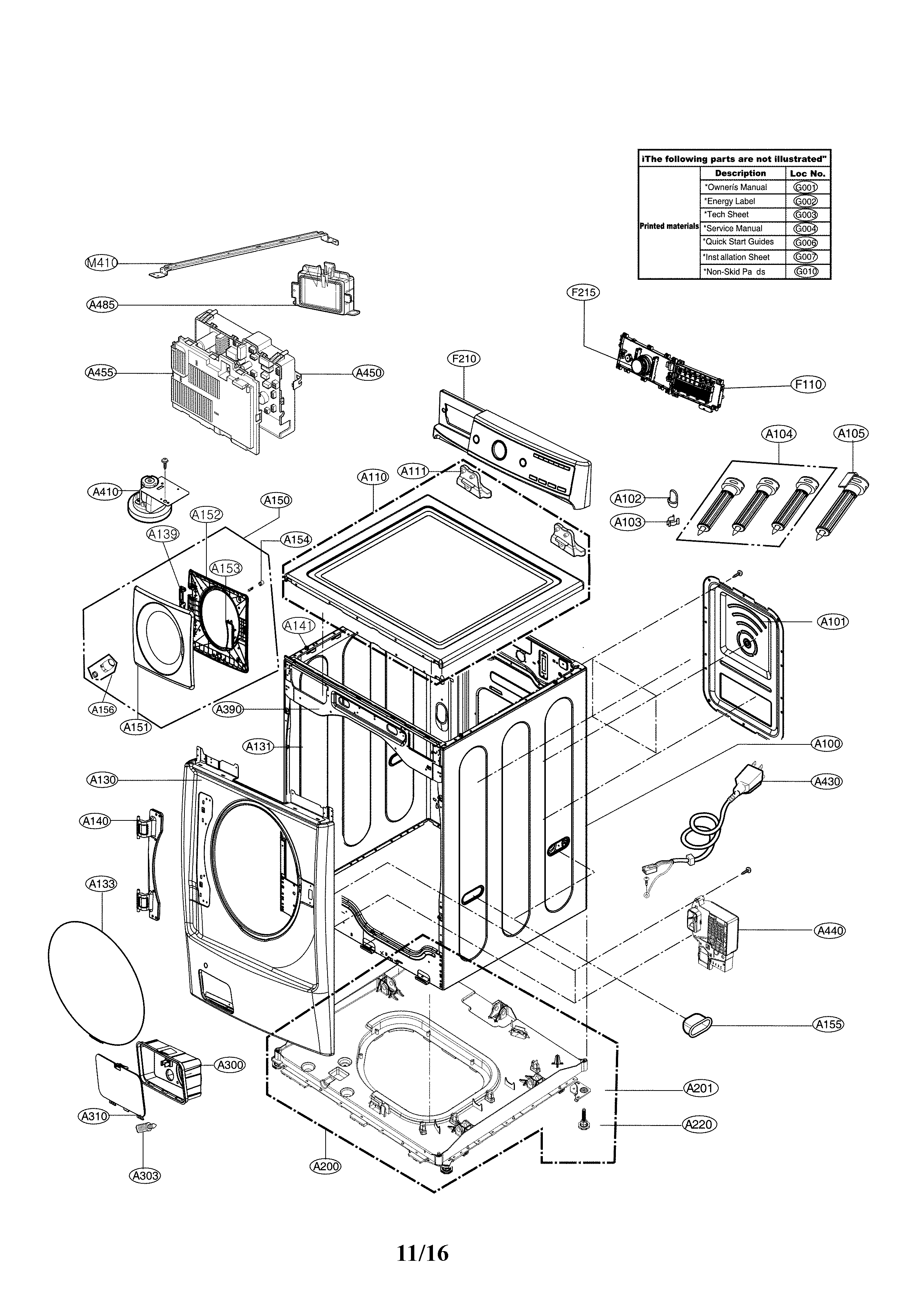 Cabinet and control parts