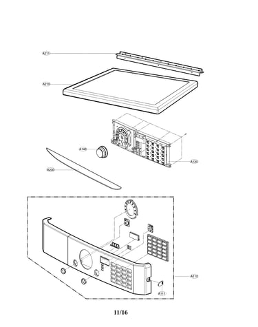 Cabinet and control parts