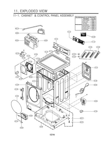 Cabinet and control parts