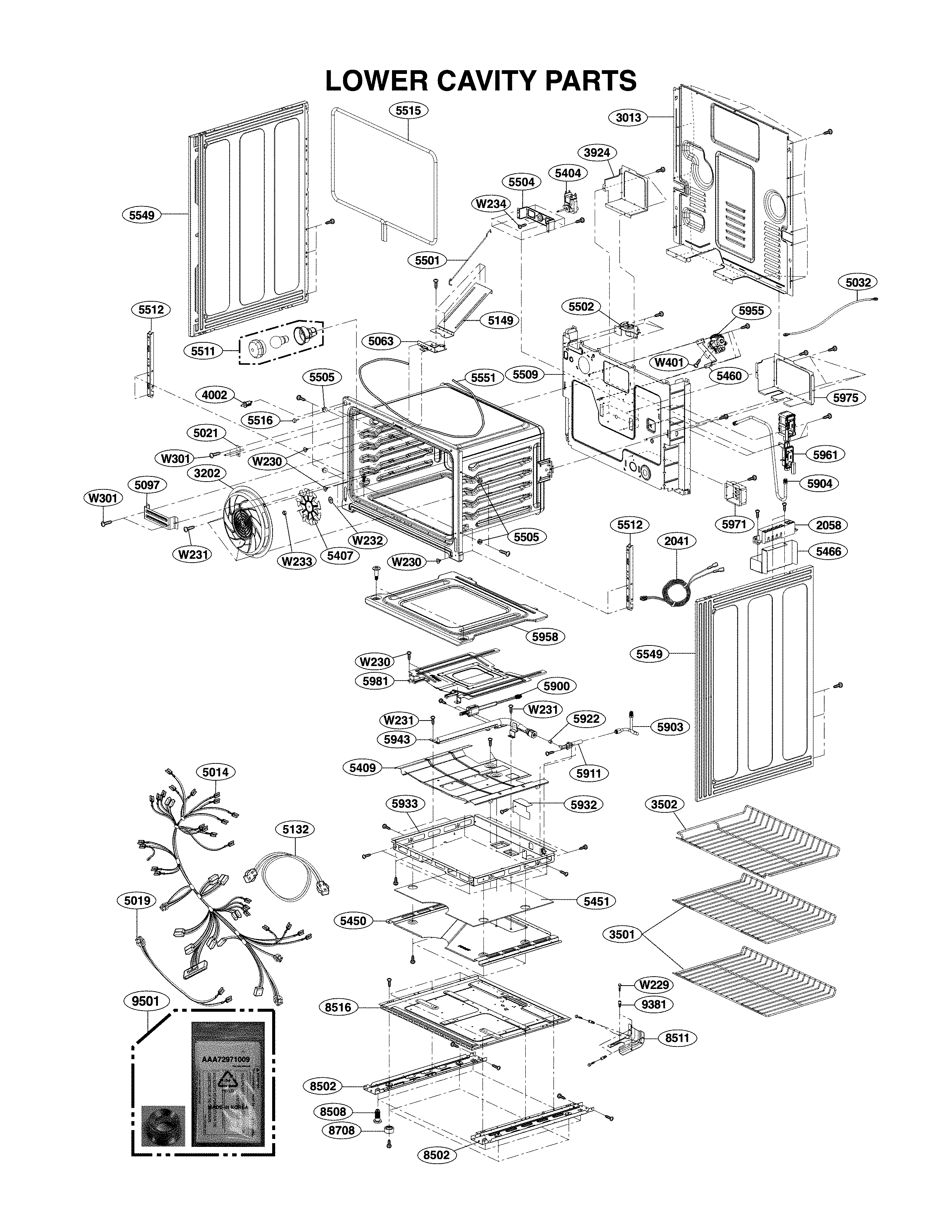 Lower cavity parts