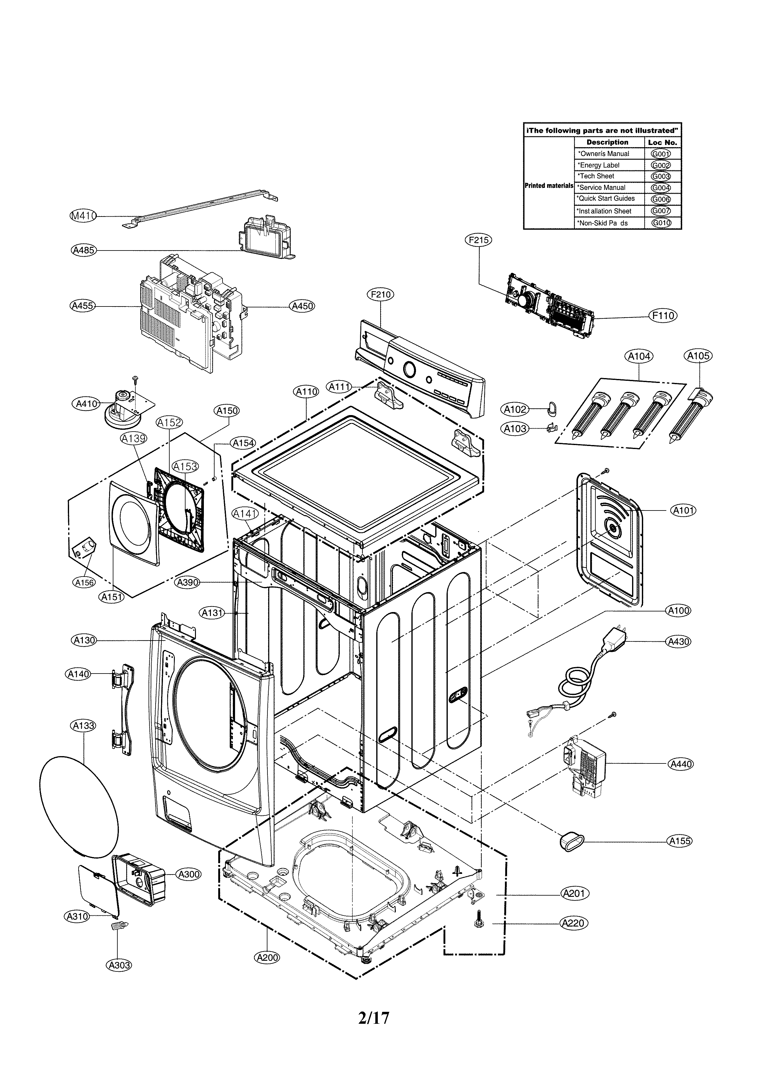 Cabinet and control parts
