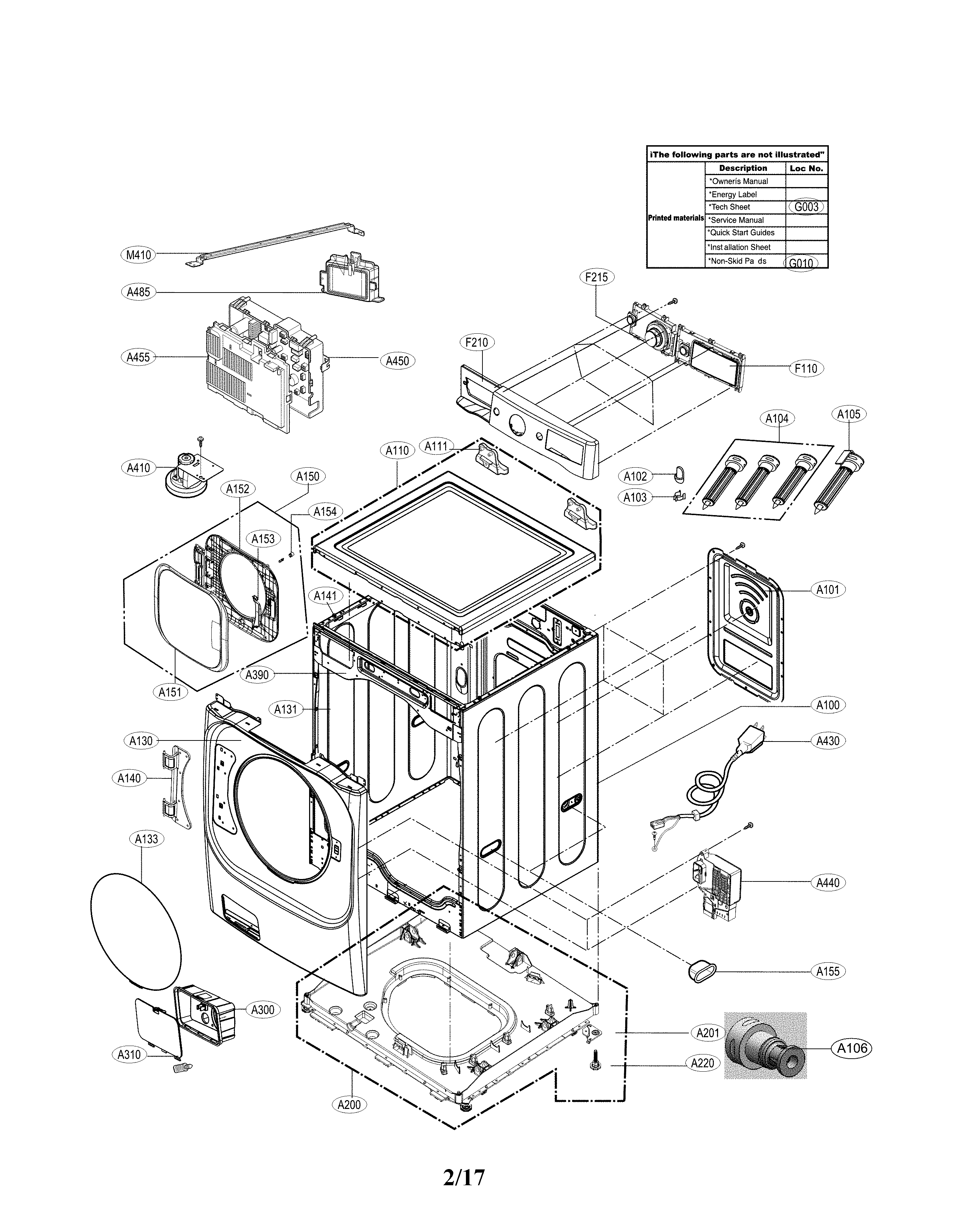 Cabinet and control parts