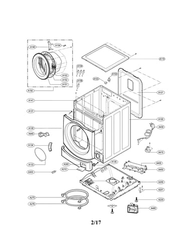 Cabinet and control parts