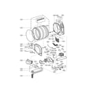 LG DLEX3370W/00 drum and motor parts diagram