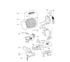 LG DLEX8100V/00 drum and motor parts diagram