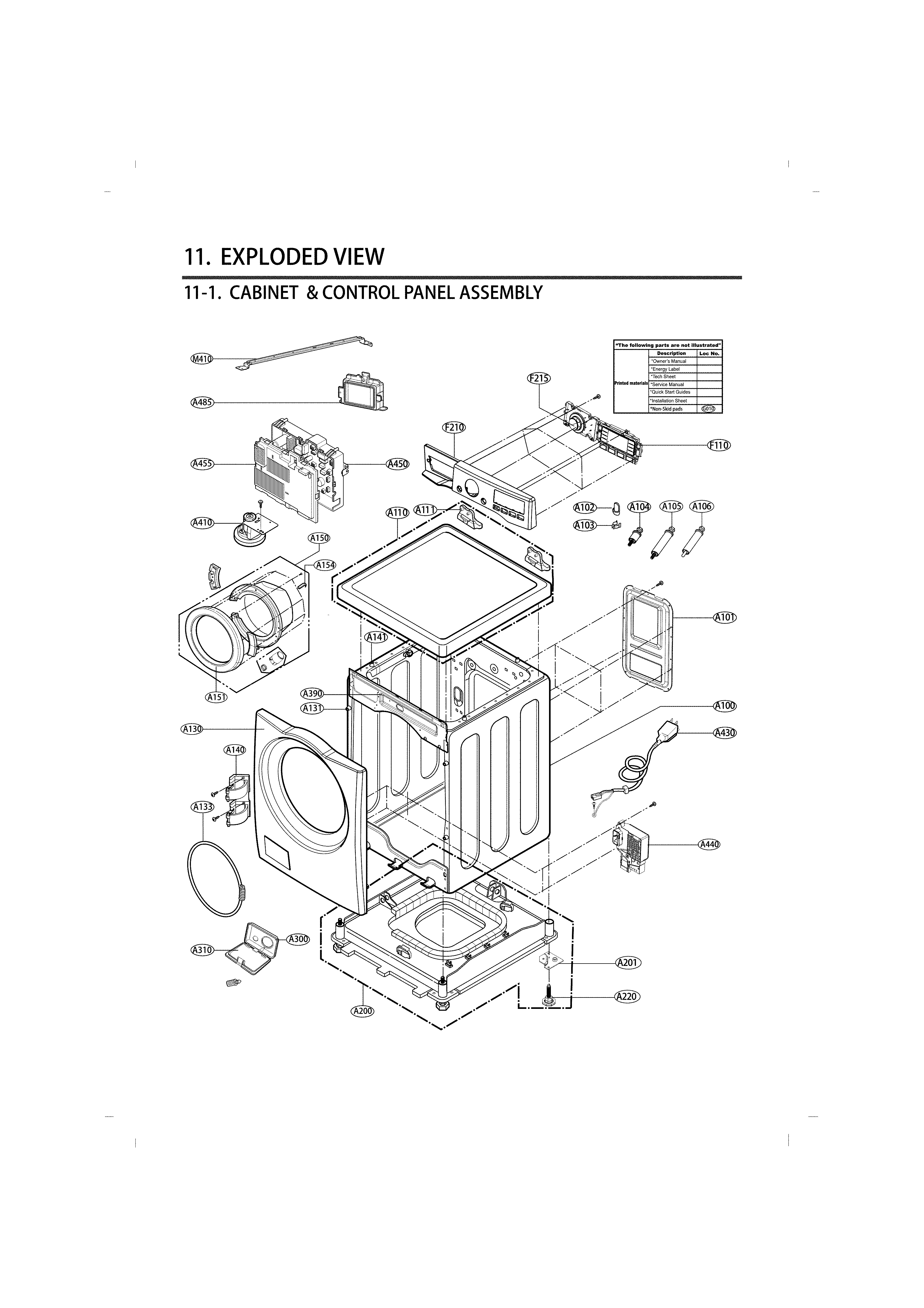 Cabinet and control parts