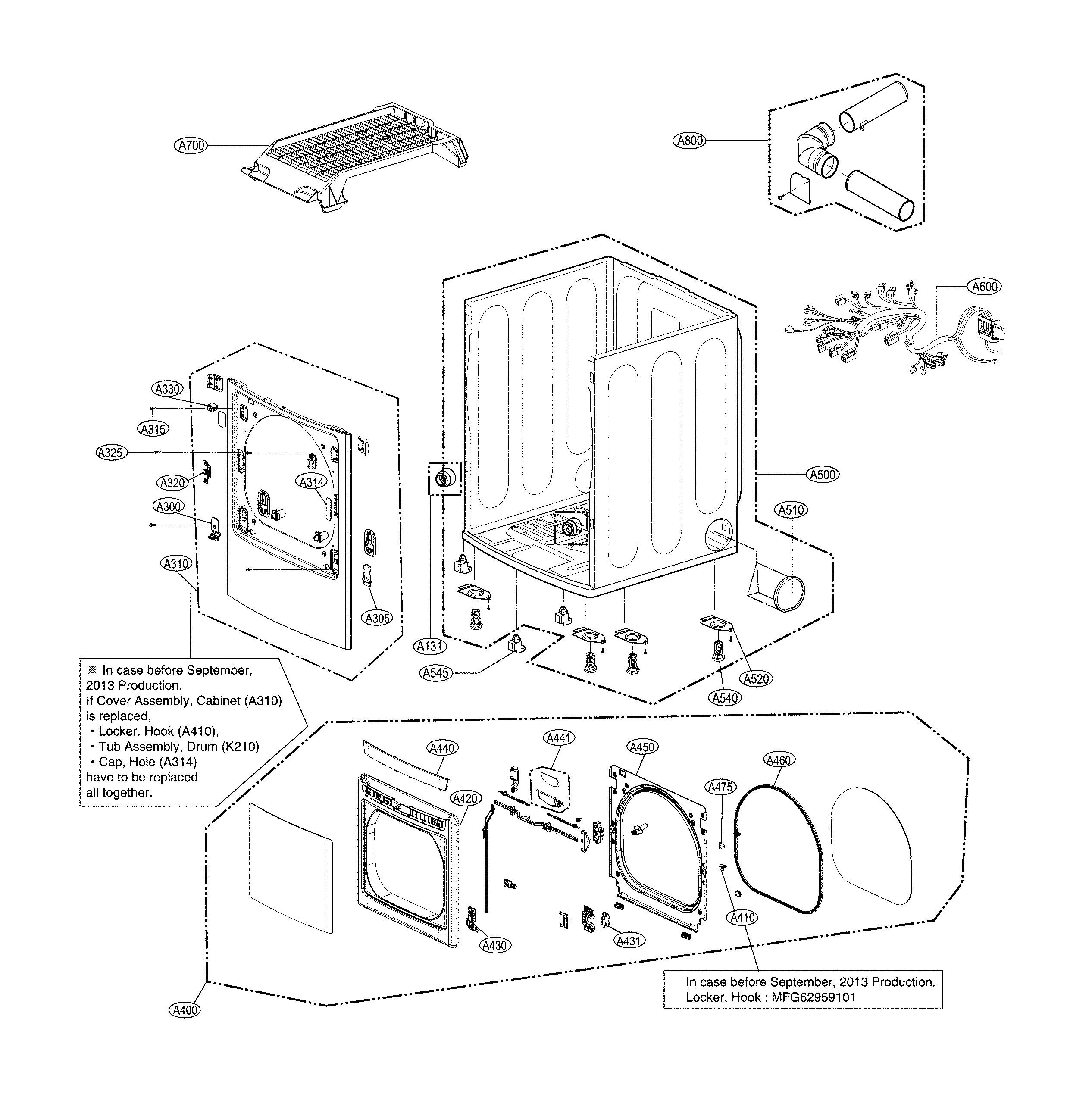 Cabinet and door parts