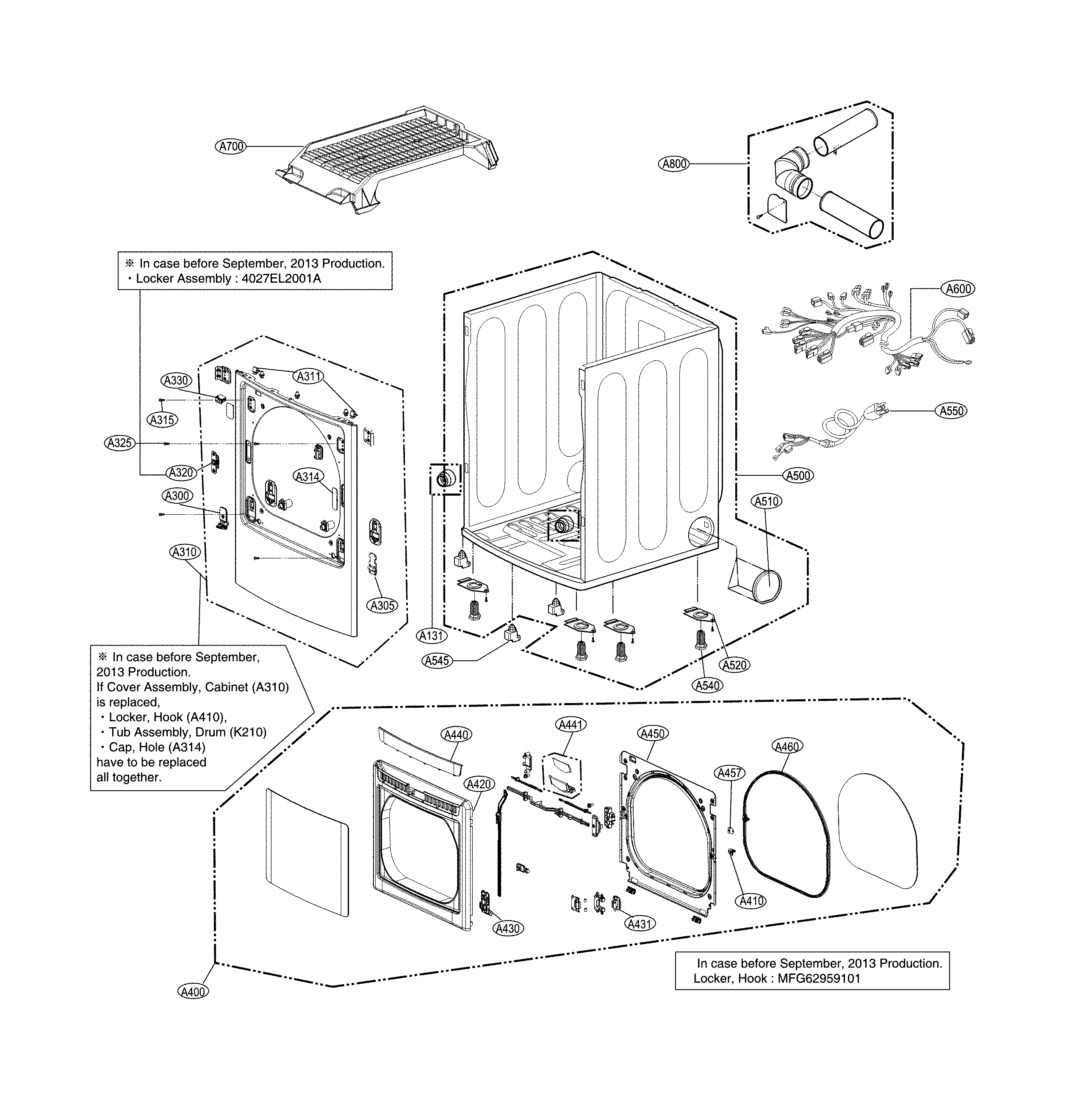 Cabinet and door parts