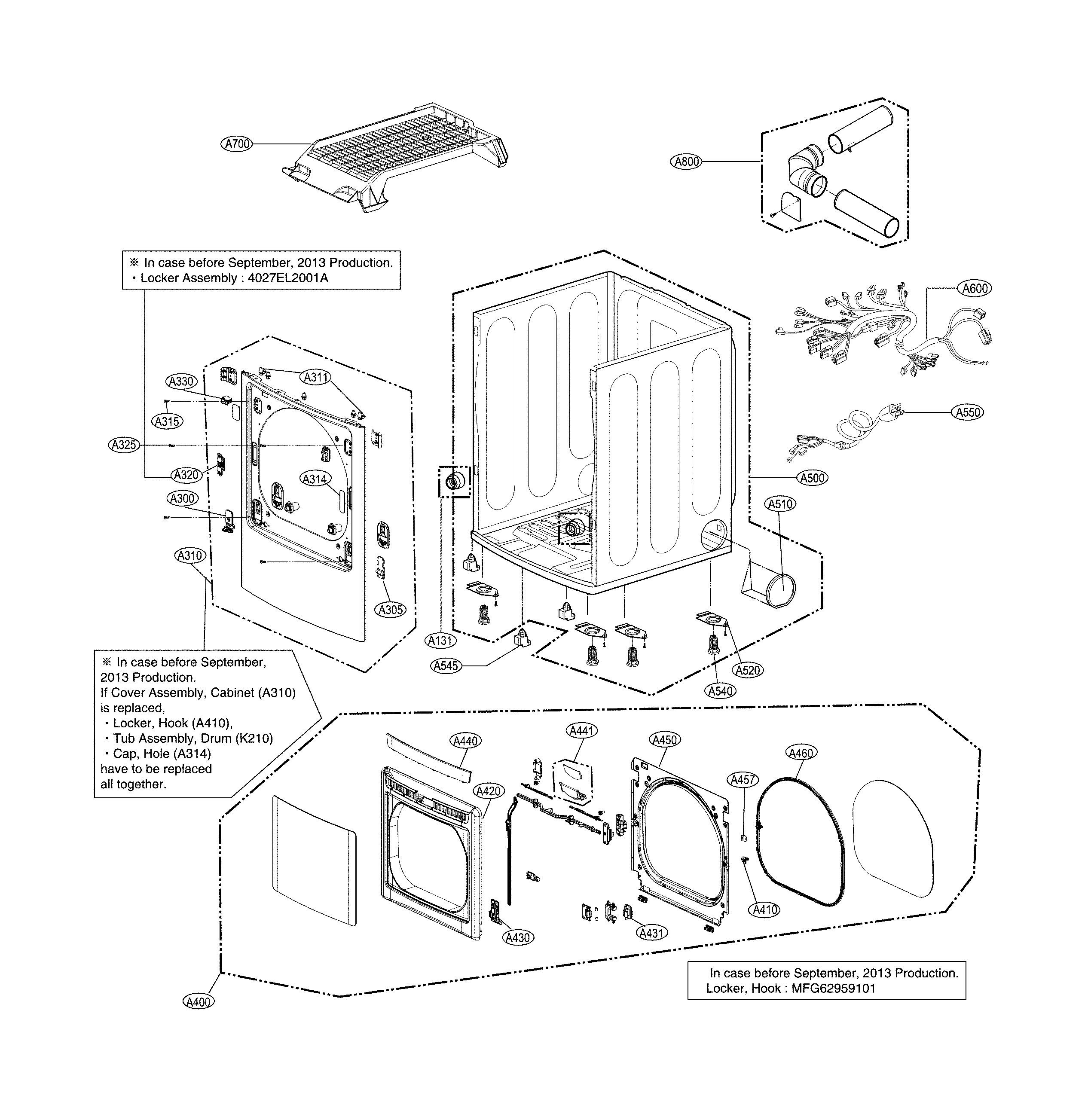 Cabinet and door parts