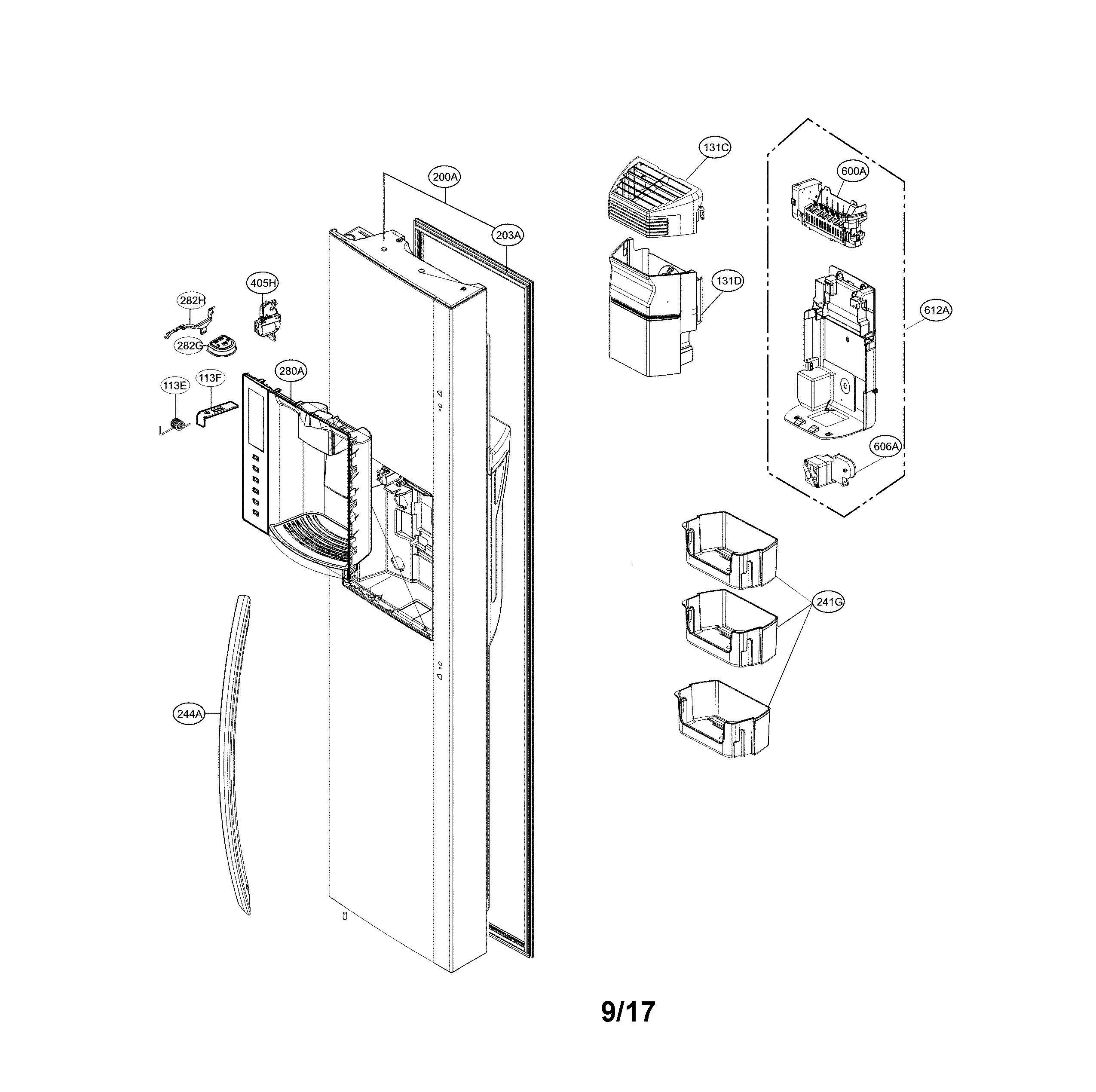 Freezer door parts