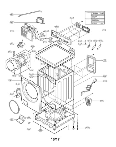 Cabinet and control parts