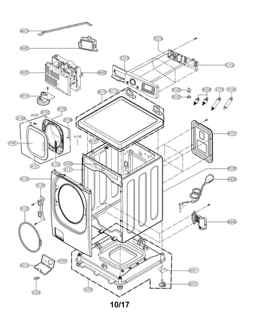 Cabinet and control parts