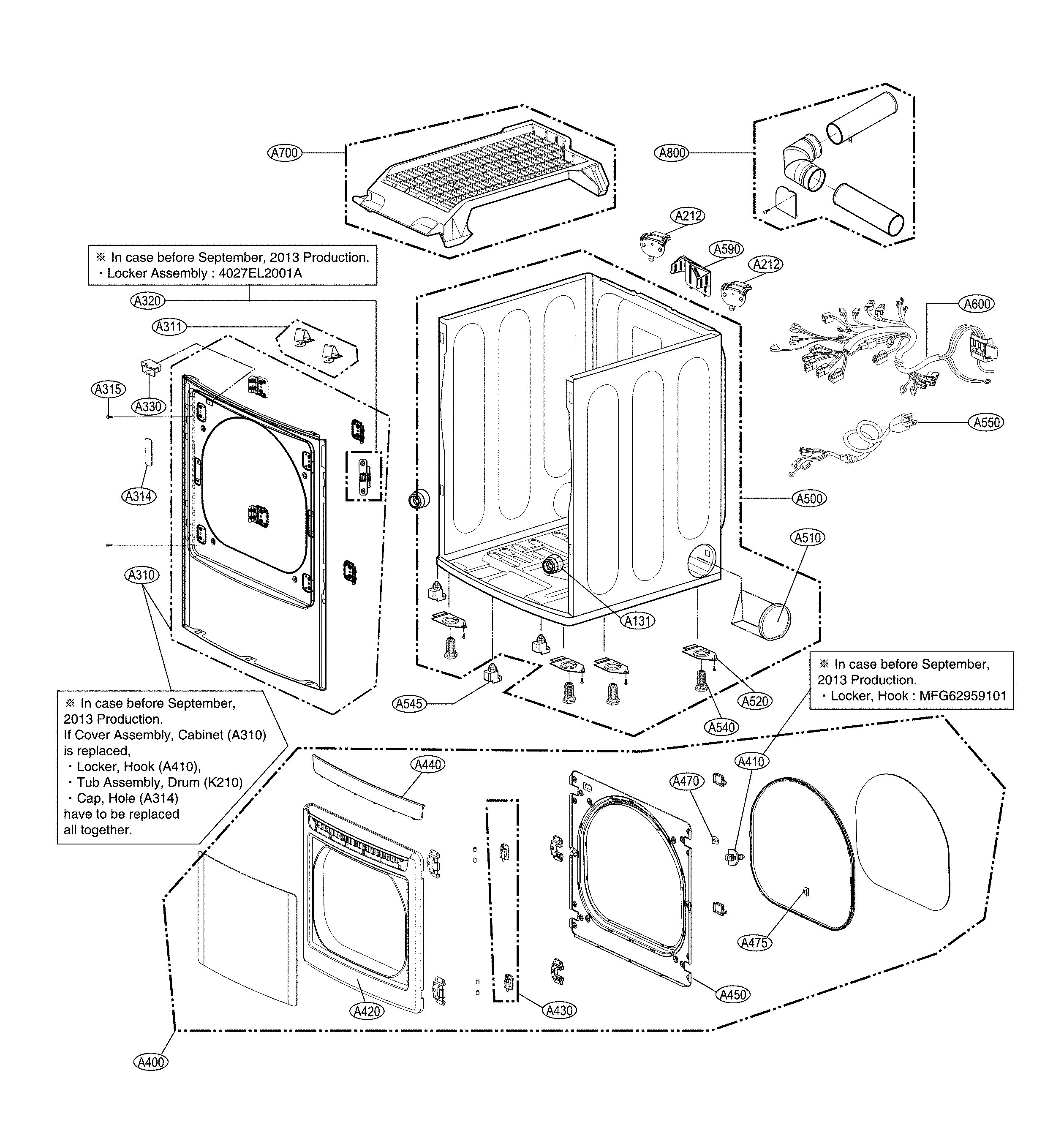 Cabinet and door parts