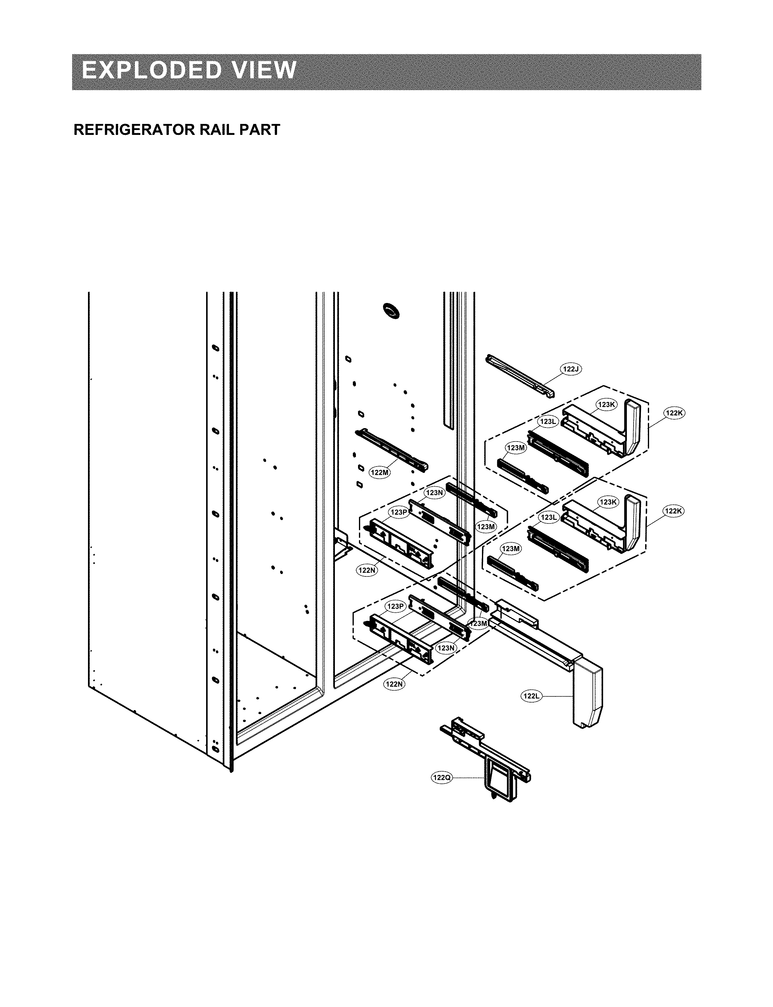 REFRIGERATOR RAIL PARTS