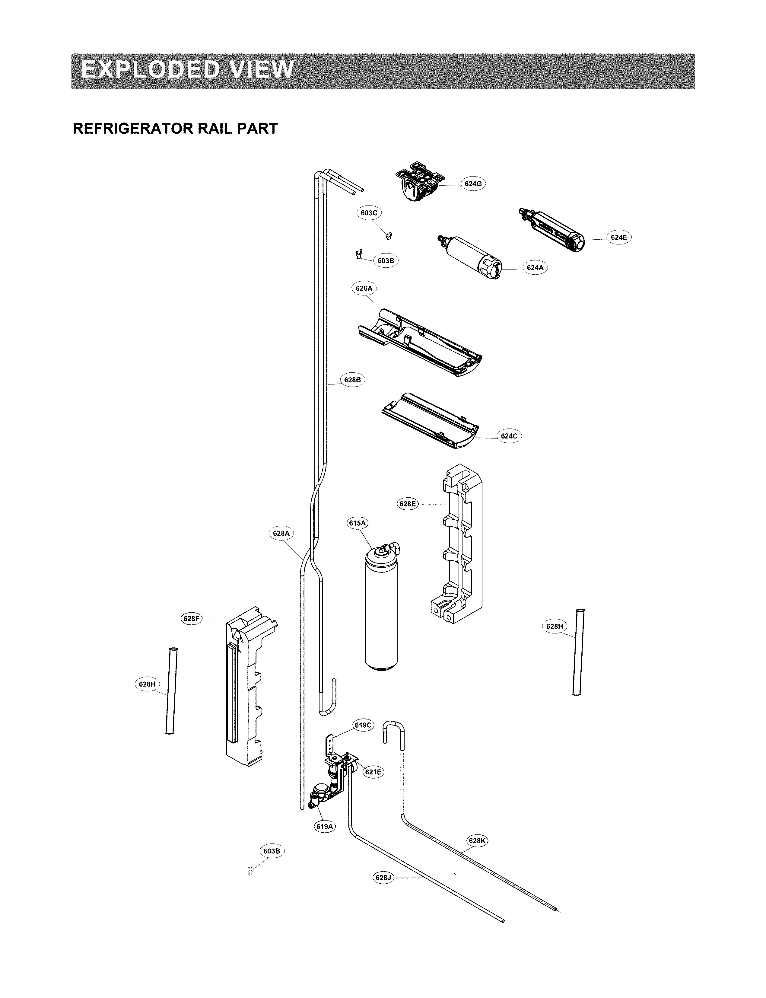 REFRIGERATOR RAIL PARTS