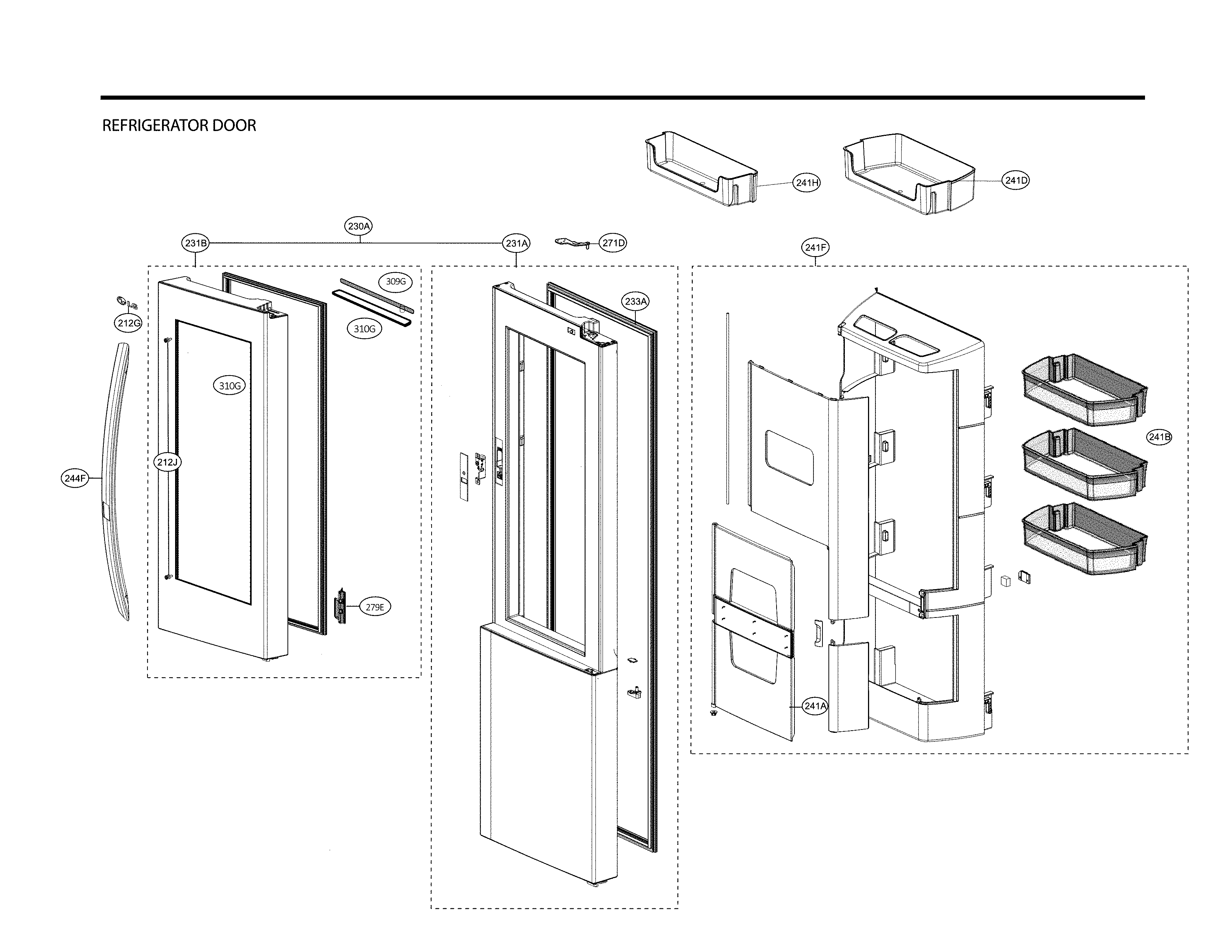 Refrigerator door parts