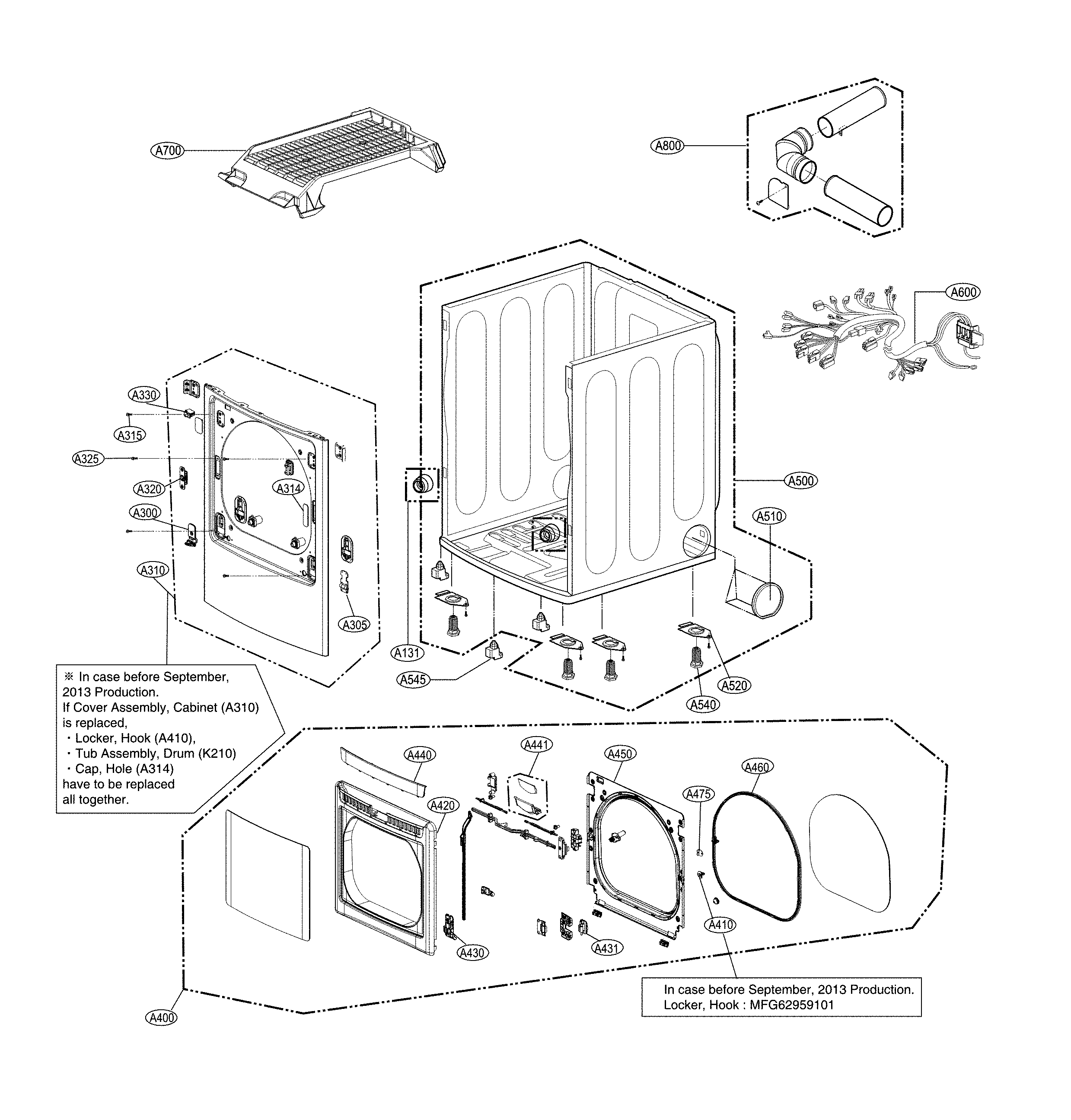 Cabinet and door parts