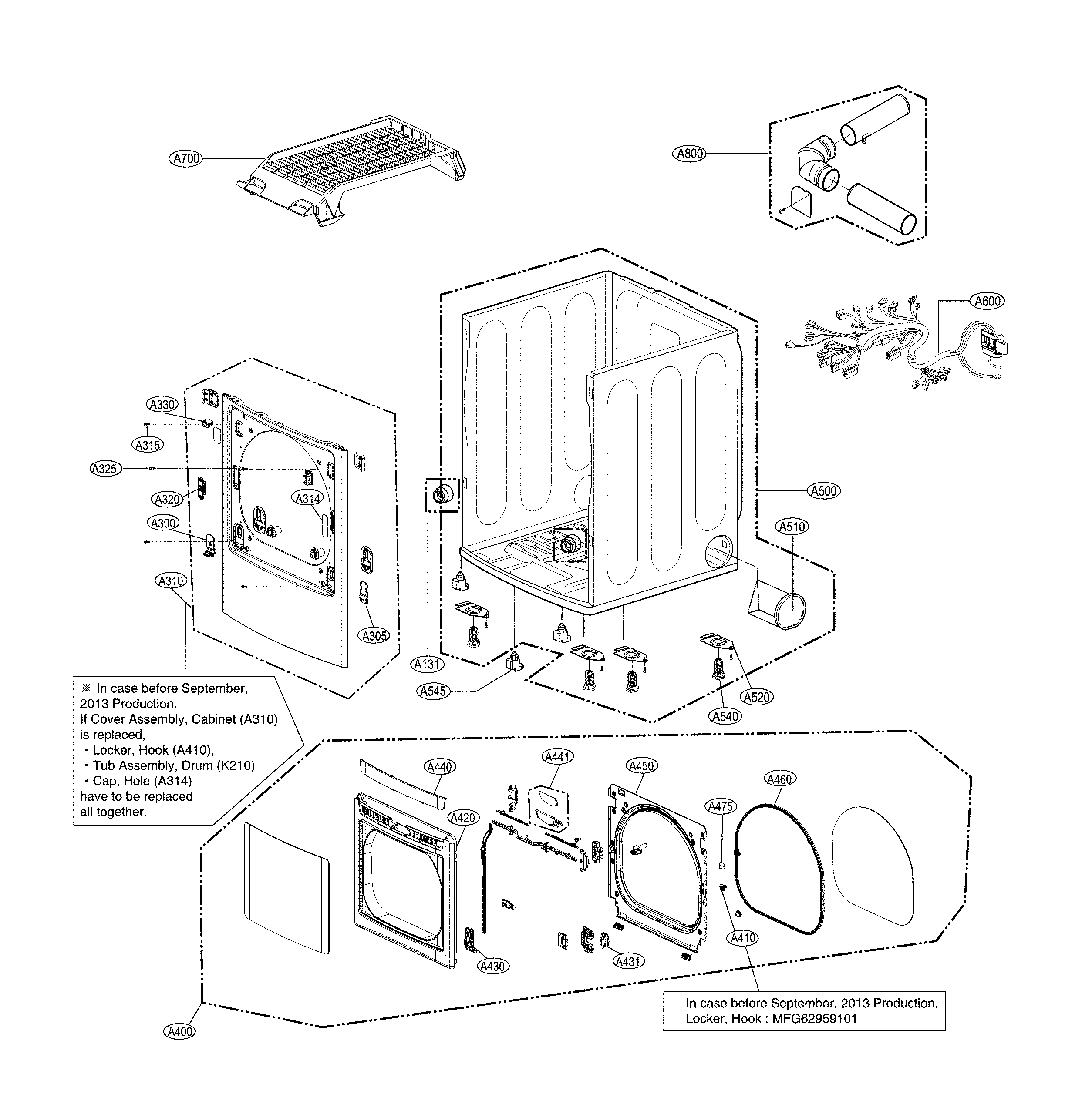 Cabinet and door parts