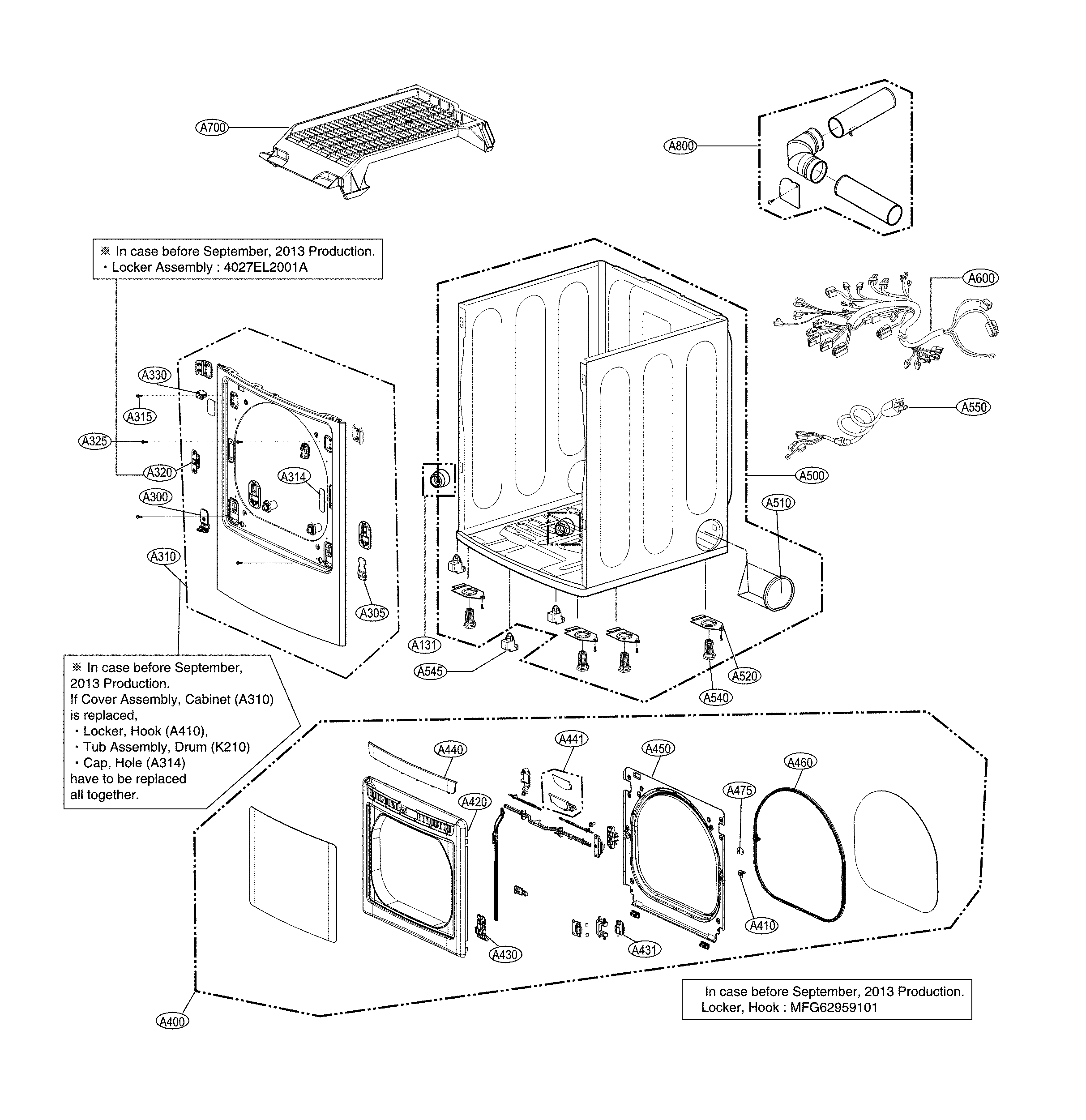 Cabinet and door parts