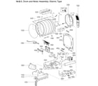 LG DLE7200VE/00 drum and motor assembly diagram