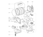 LG DLE3180W/00 drum and motor assembly diagram