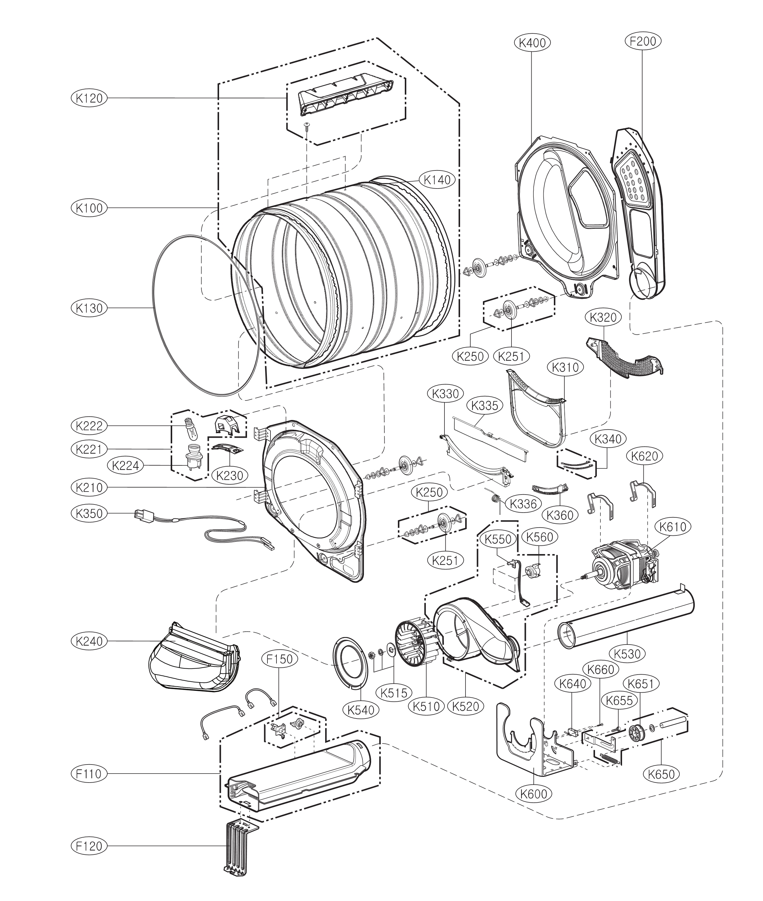 Drum and motor assembly